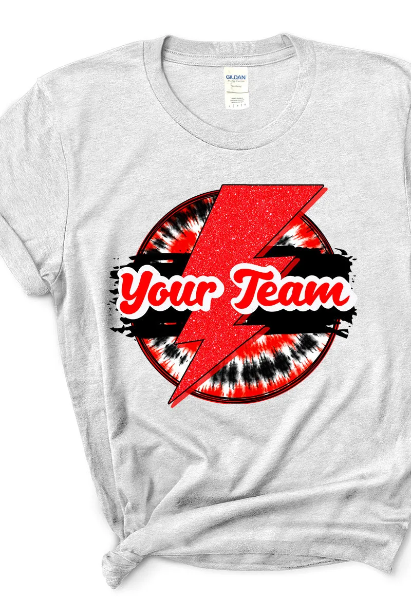 Tie Dye Bolt Red And Black Short Sleeve Relaxed Fit T-Shirt