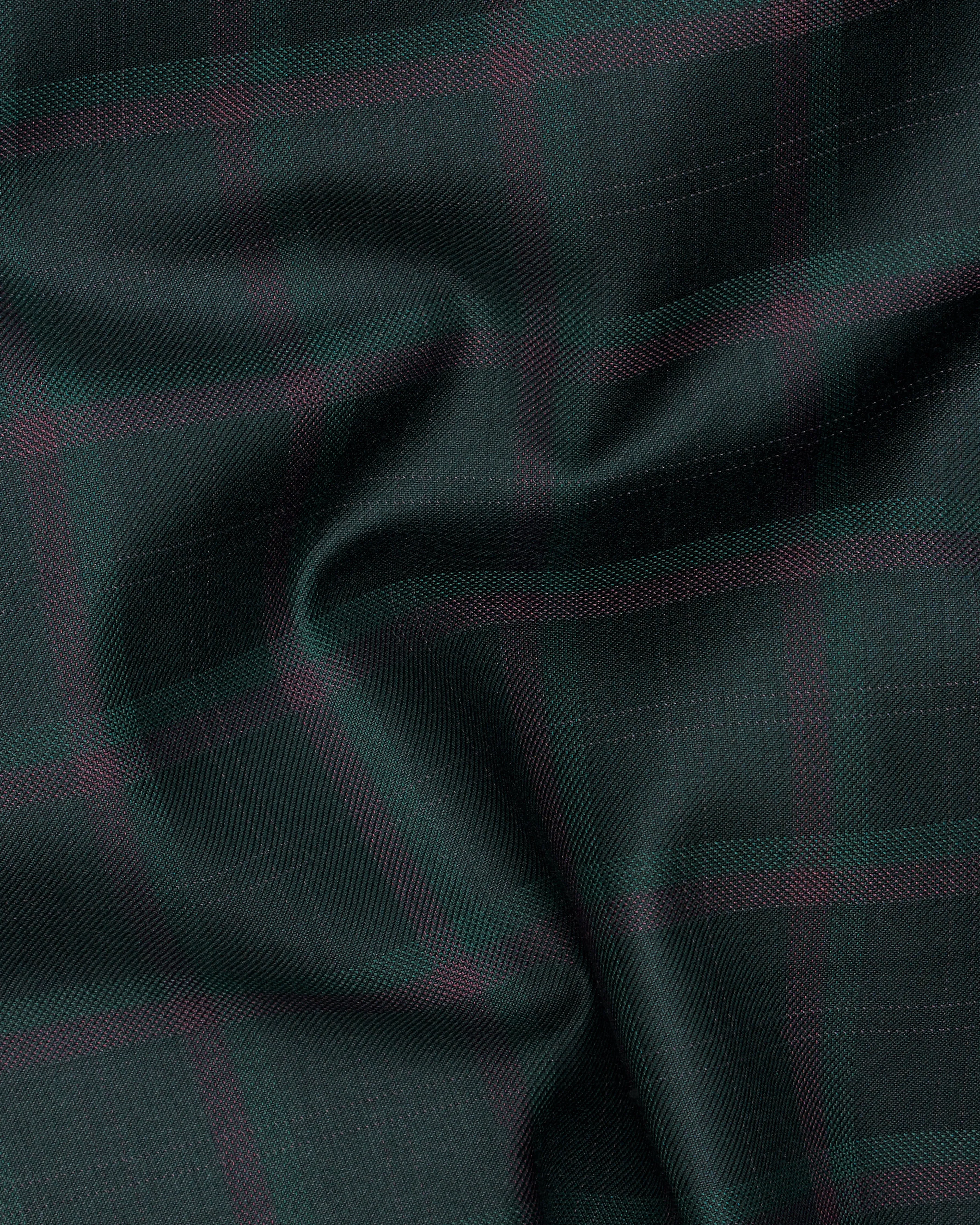 Timber Green Plaid Cross-Buttoned Bandhgala Blazer
