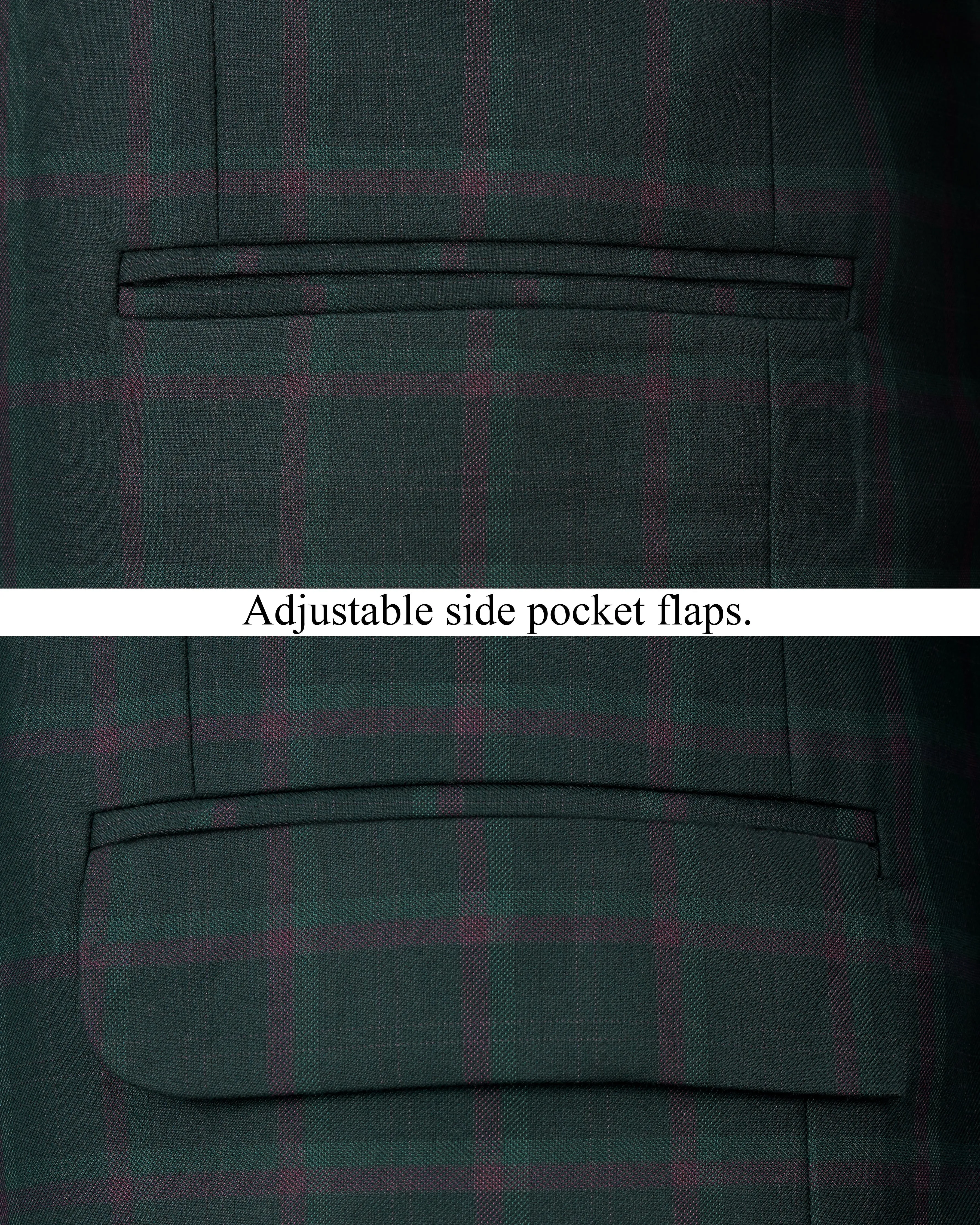 Timber Green Plaid Cross-Buttoned Bandhgala Blazer