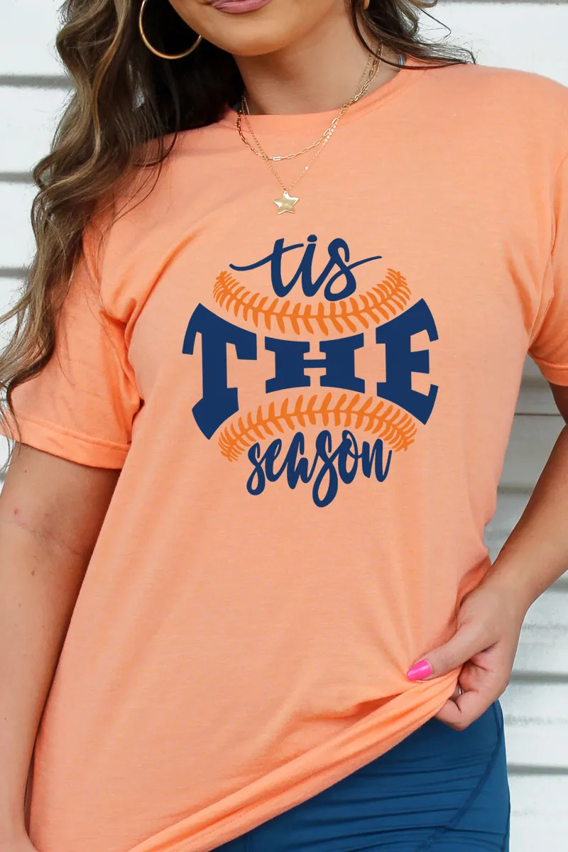 Tis The Season Baseball Blue and Orange Unisex Blend Tee