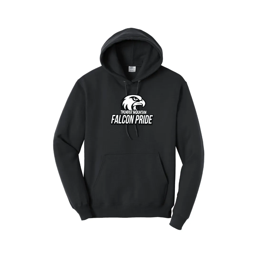 TMMS Pullover Hoodie with Falcon Above Text Chest Print