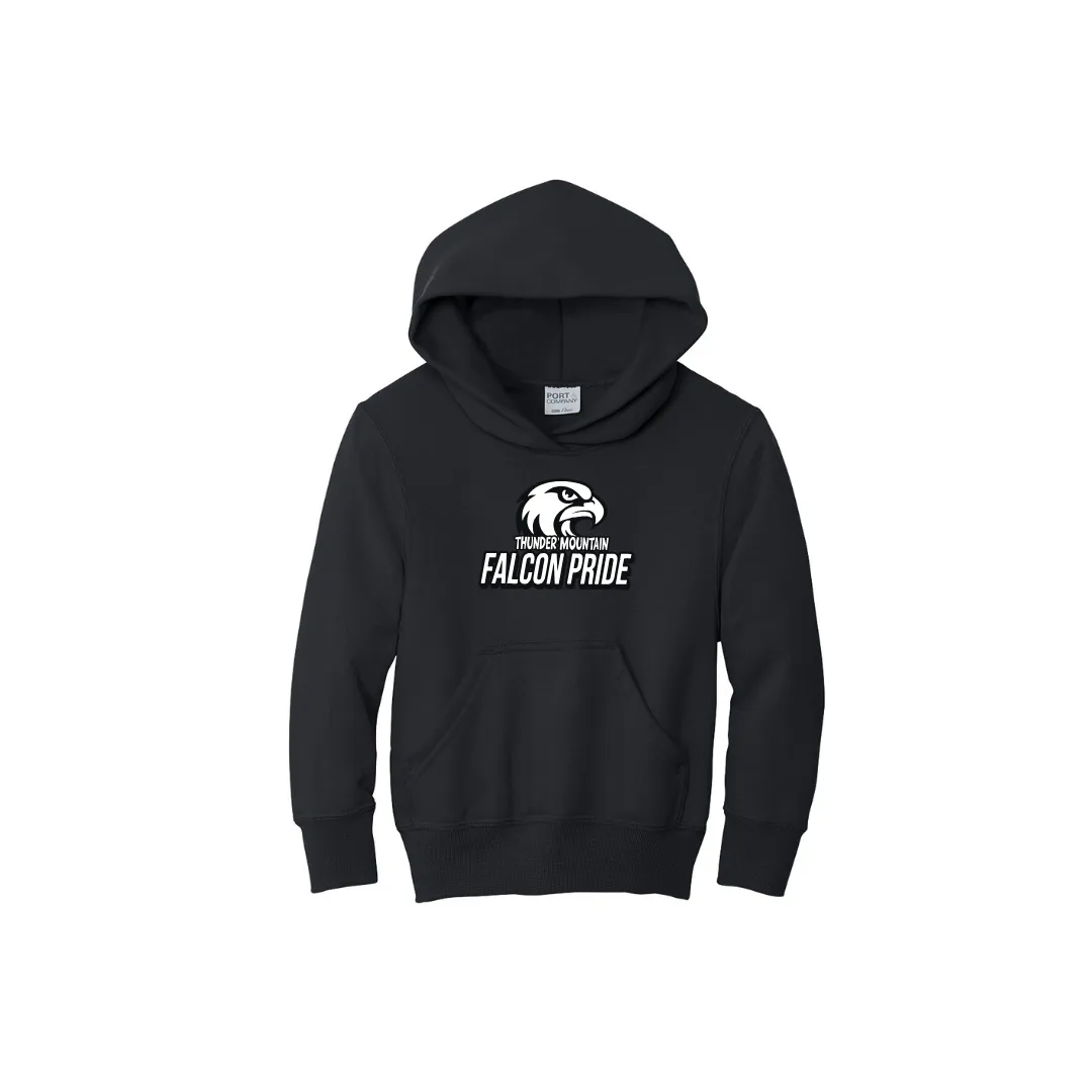 TMMS Pullover Hoodie with Falcon Above Text Chest Print