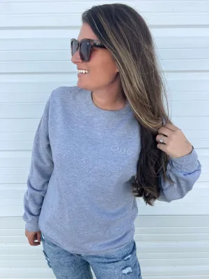 Tonal Custom Script Initial Embroidered Sweatshirt by Prep Obsessed (Ships in 3 Weeks)