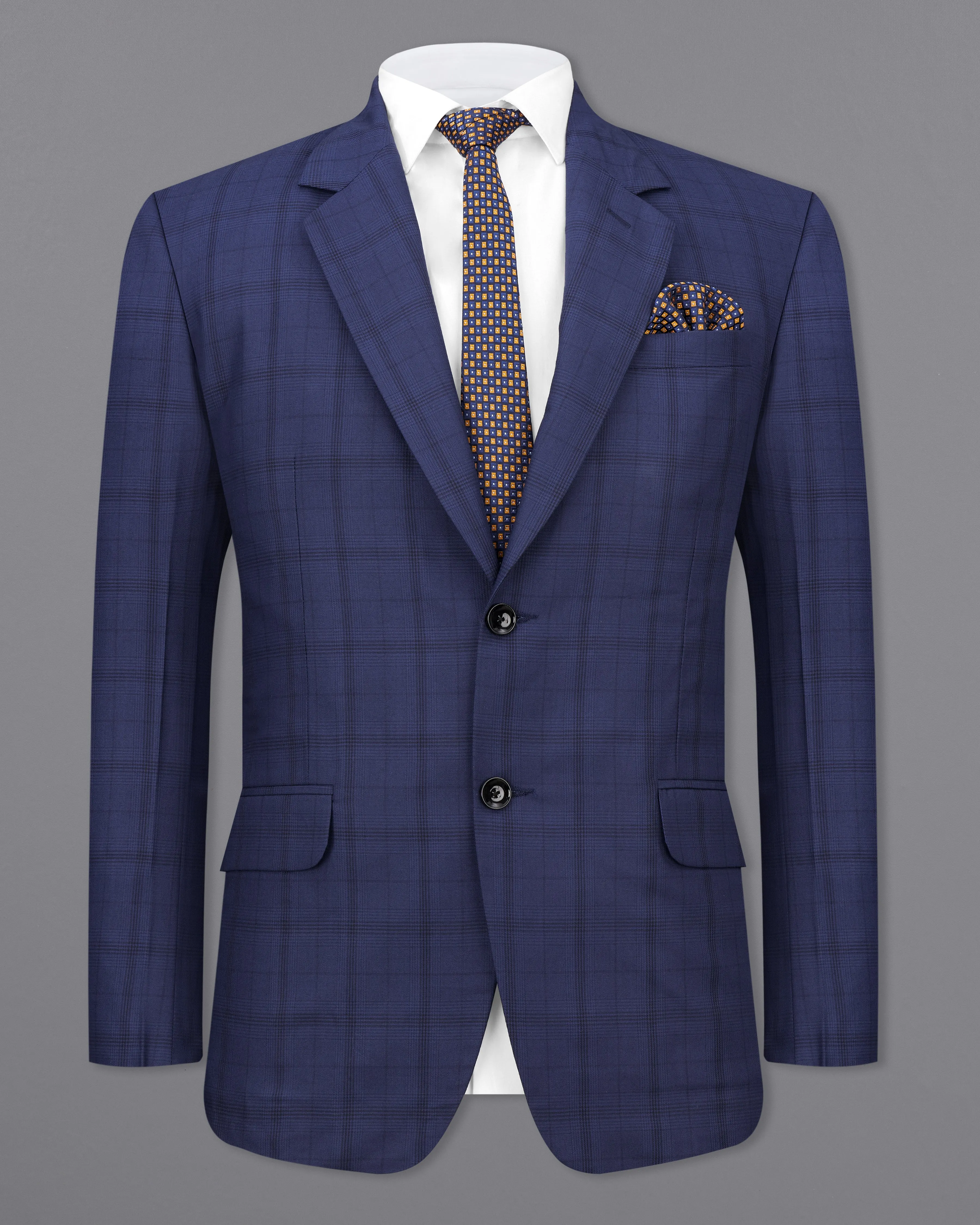 Tuna Blue Plaid Single Breasted Blazer