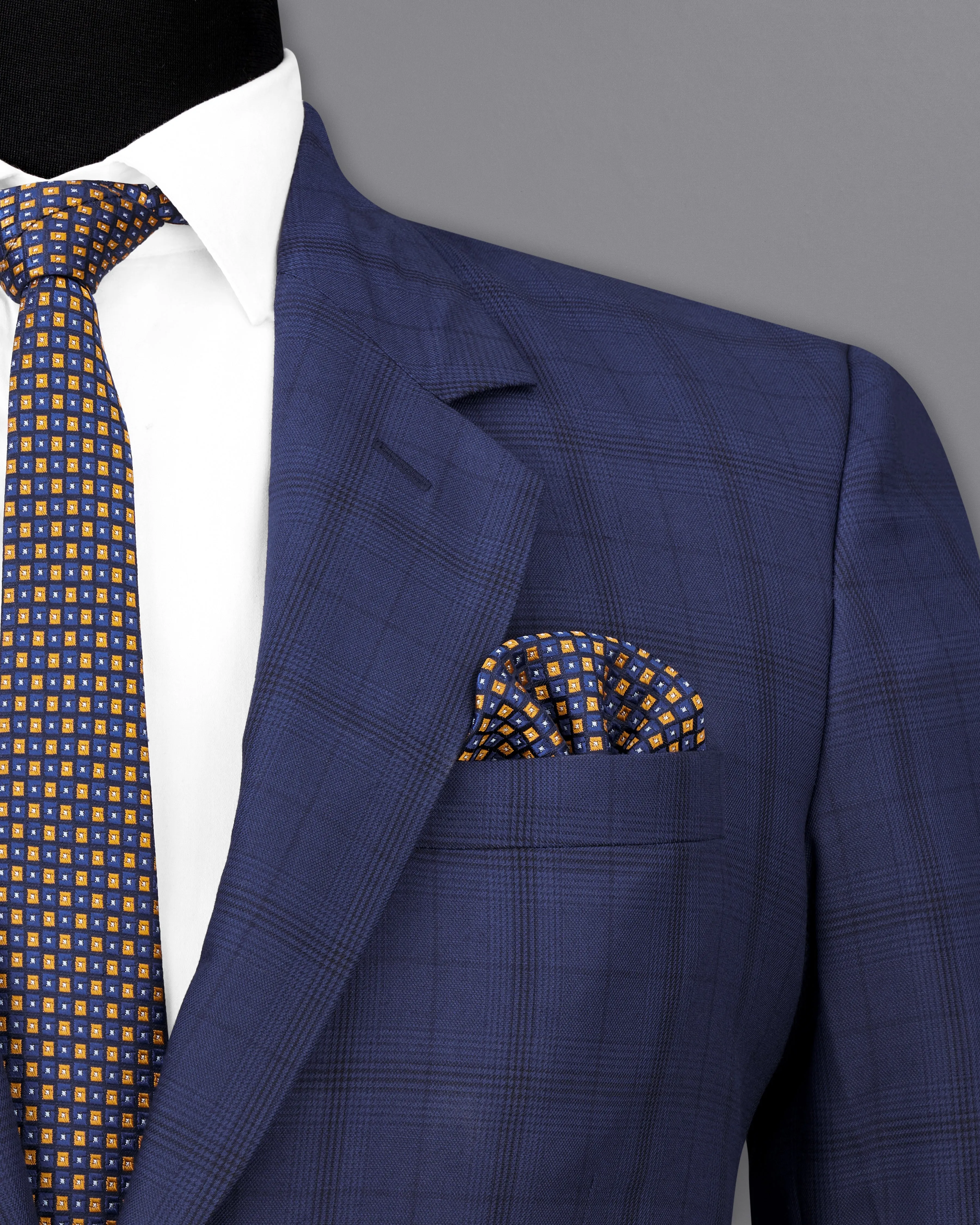 Tuna Blue Plaid Single Breasted Blazer