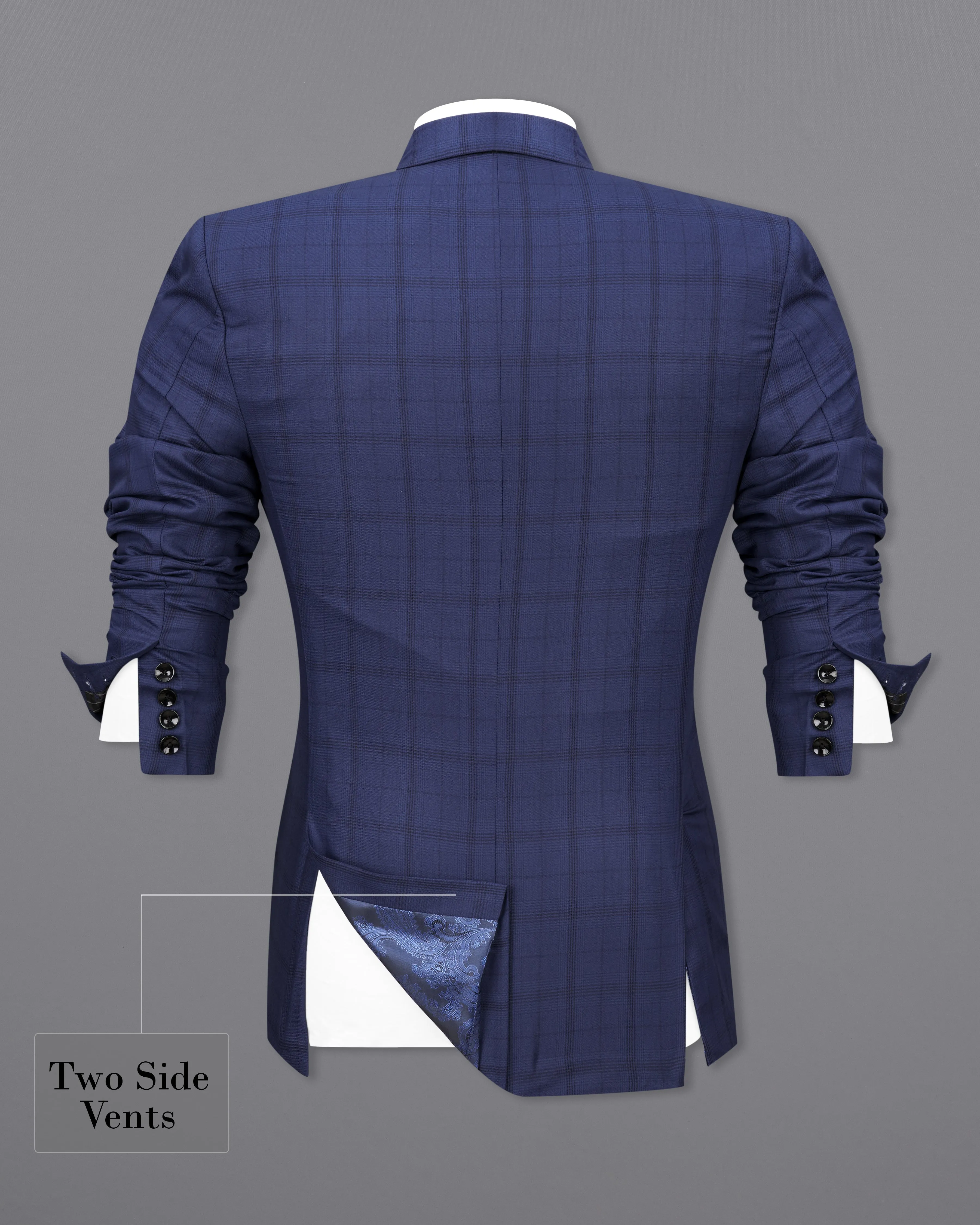 Tuna Blue Plaid Single Breasted Blazer