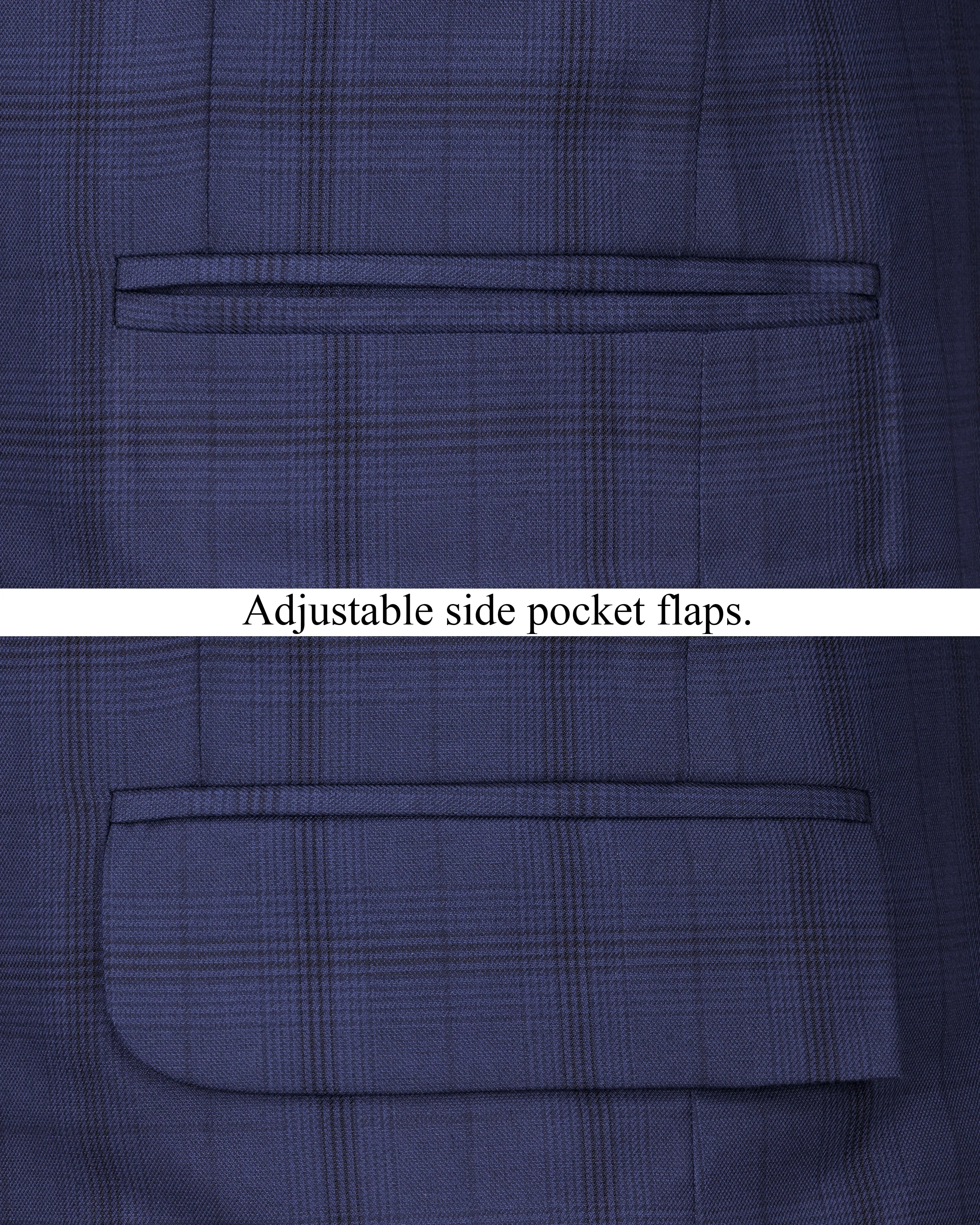 Tuna Blue Plaid Single Breasted Blazer