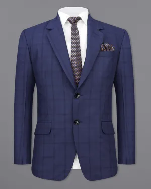 Tuna Blue Plaid Single Breasted Blazer