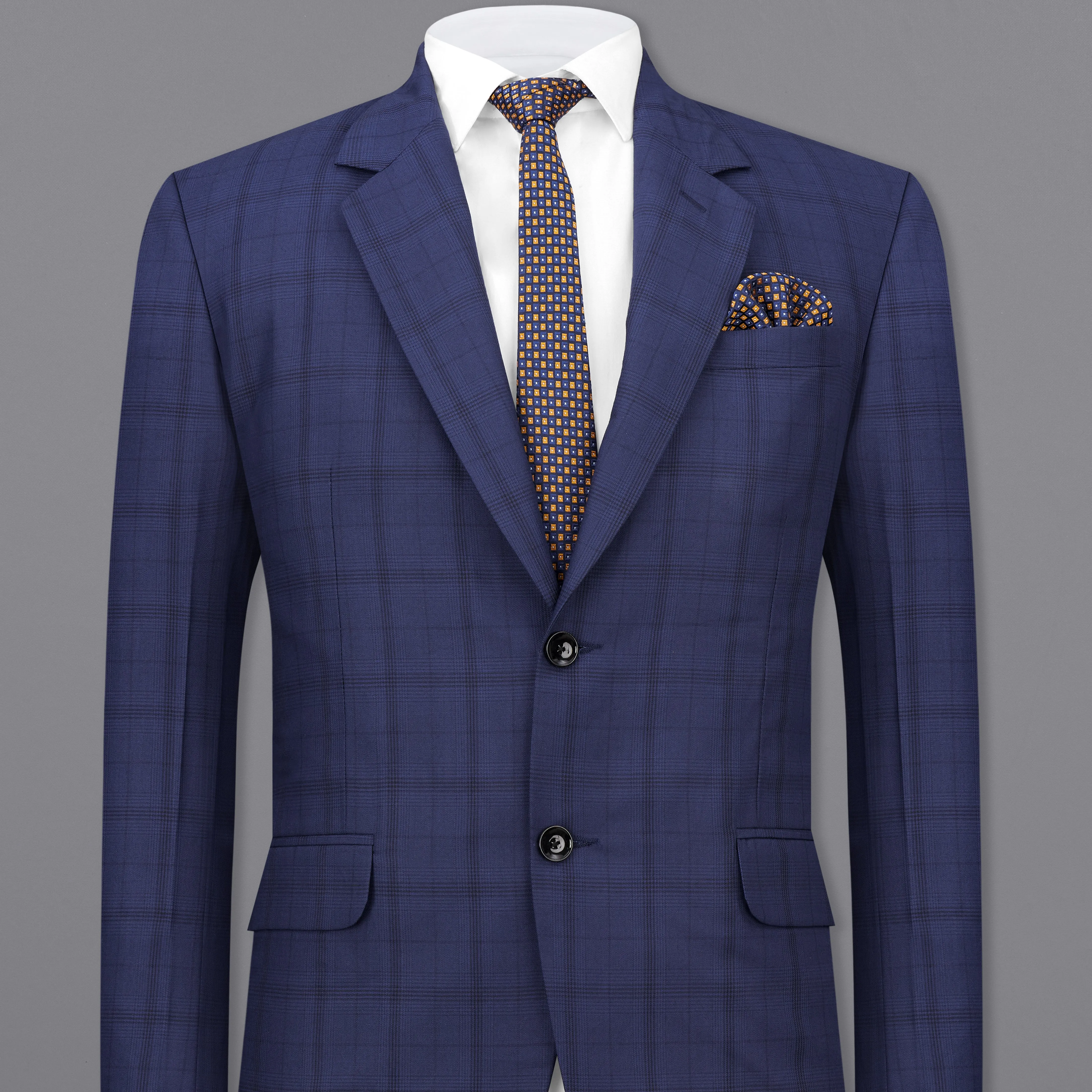Tuna Blue Plaid Single Breasted Blazer