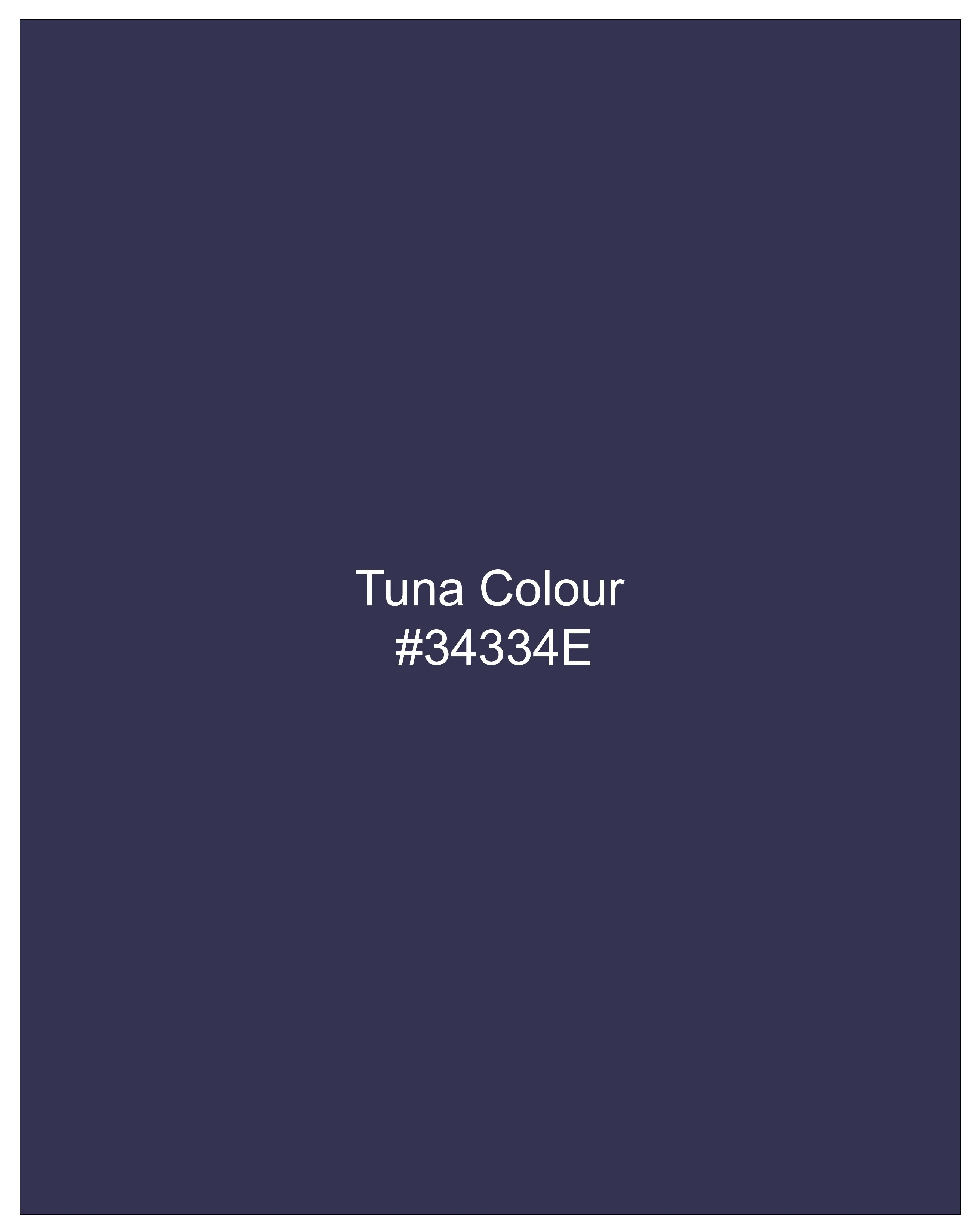 Tuna Blue Windowpane Cross Buttoned Bandhgaala Blazer