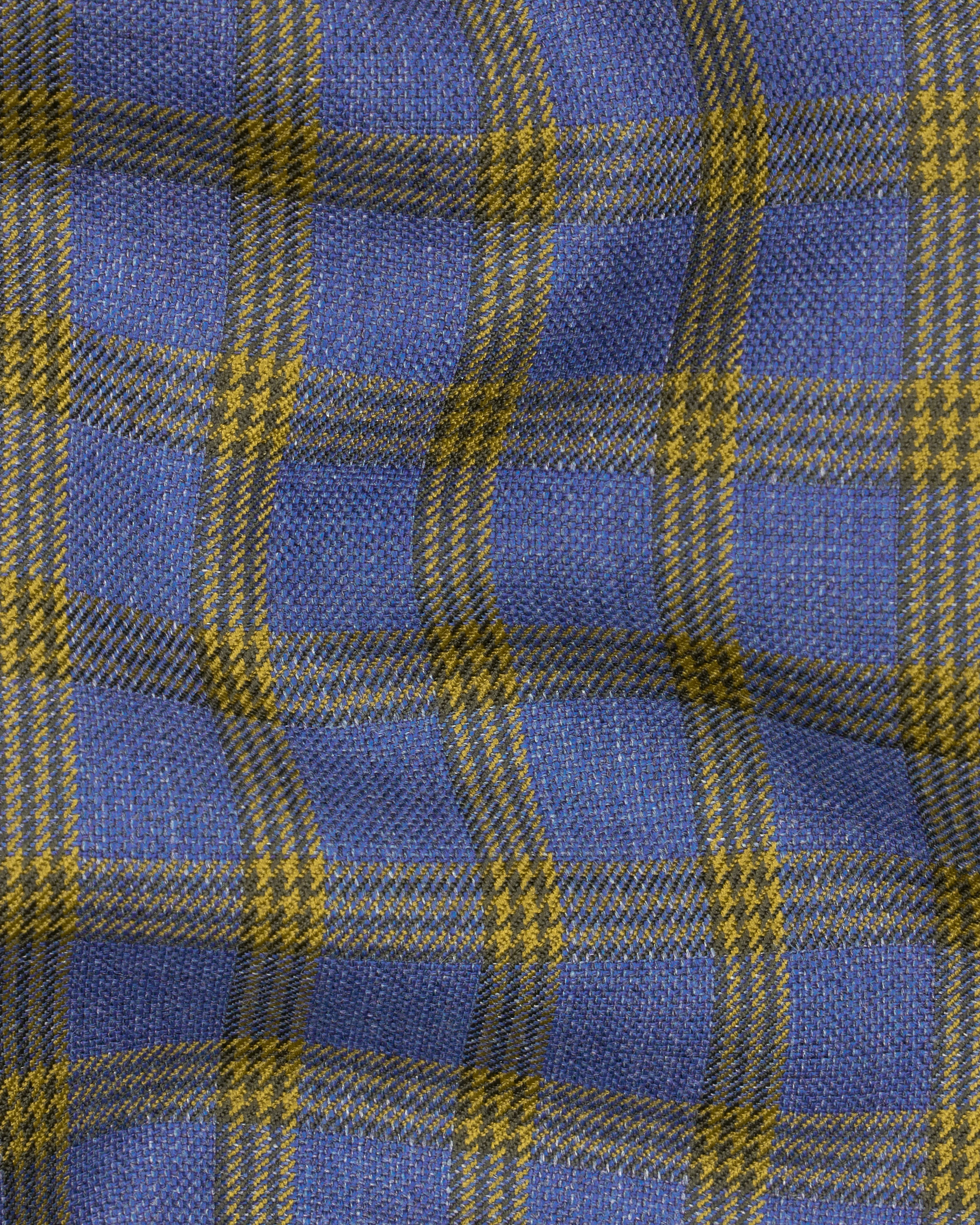 Twilight Blue with Alpine Brown Plaid Cross Buttoned Bandhgala Blazer