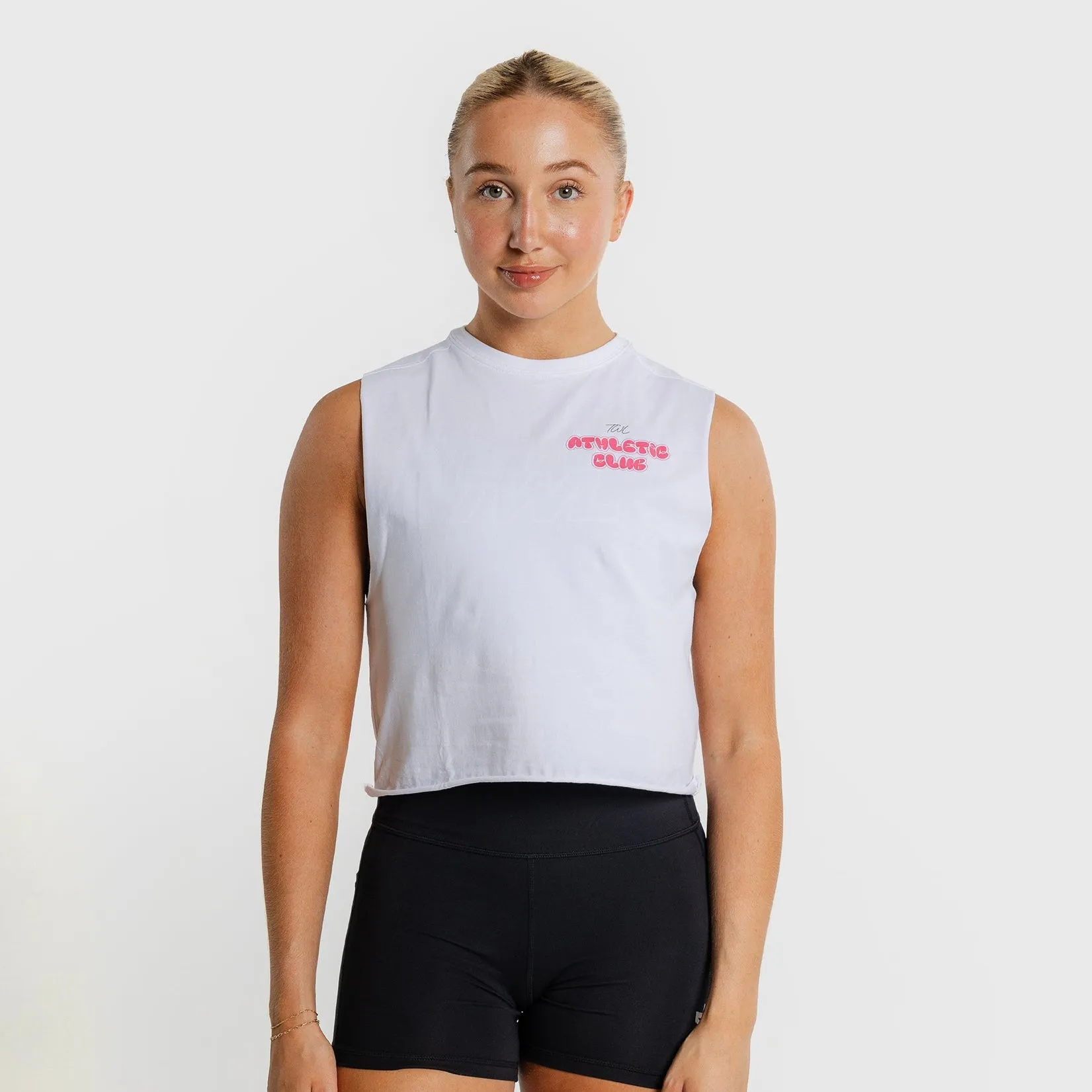 TWL - WOMEN'S SLASH CROP - ATHLETIC CLUB - WHITE