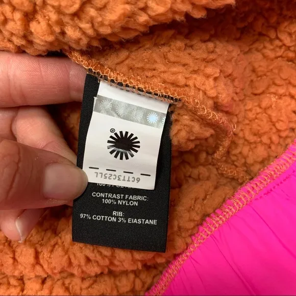 UGG Niko Sherpa / Fleece Crewneck Pullover Sweater Orange / Pink size XS