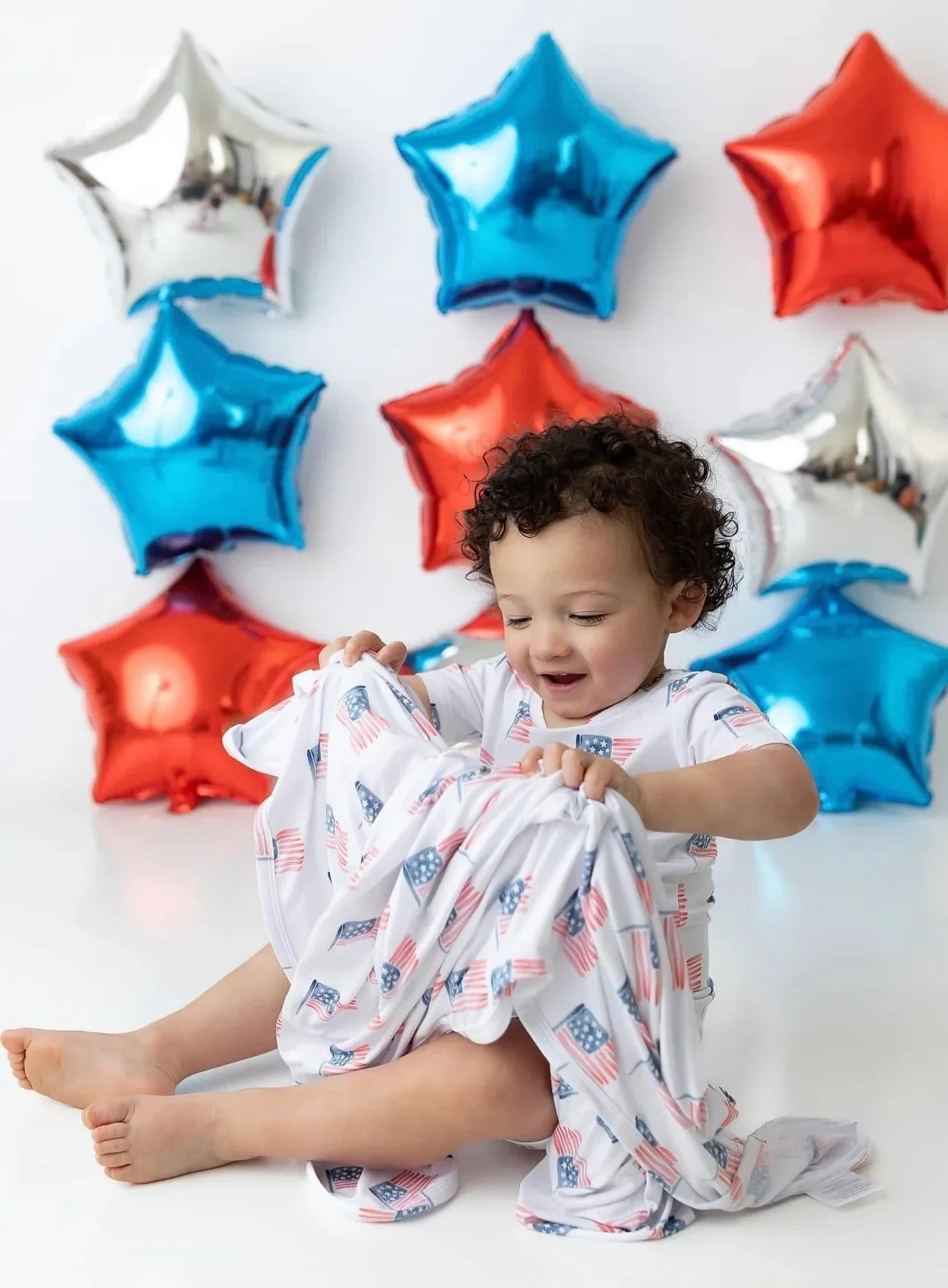 USA FLAG | Bamboo baby retro swaddle blanket- FINAL SALE