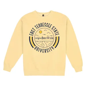 USCAPE East Tennessee State '90s Flyer Fleece Crewneck, Yellow