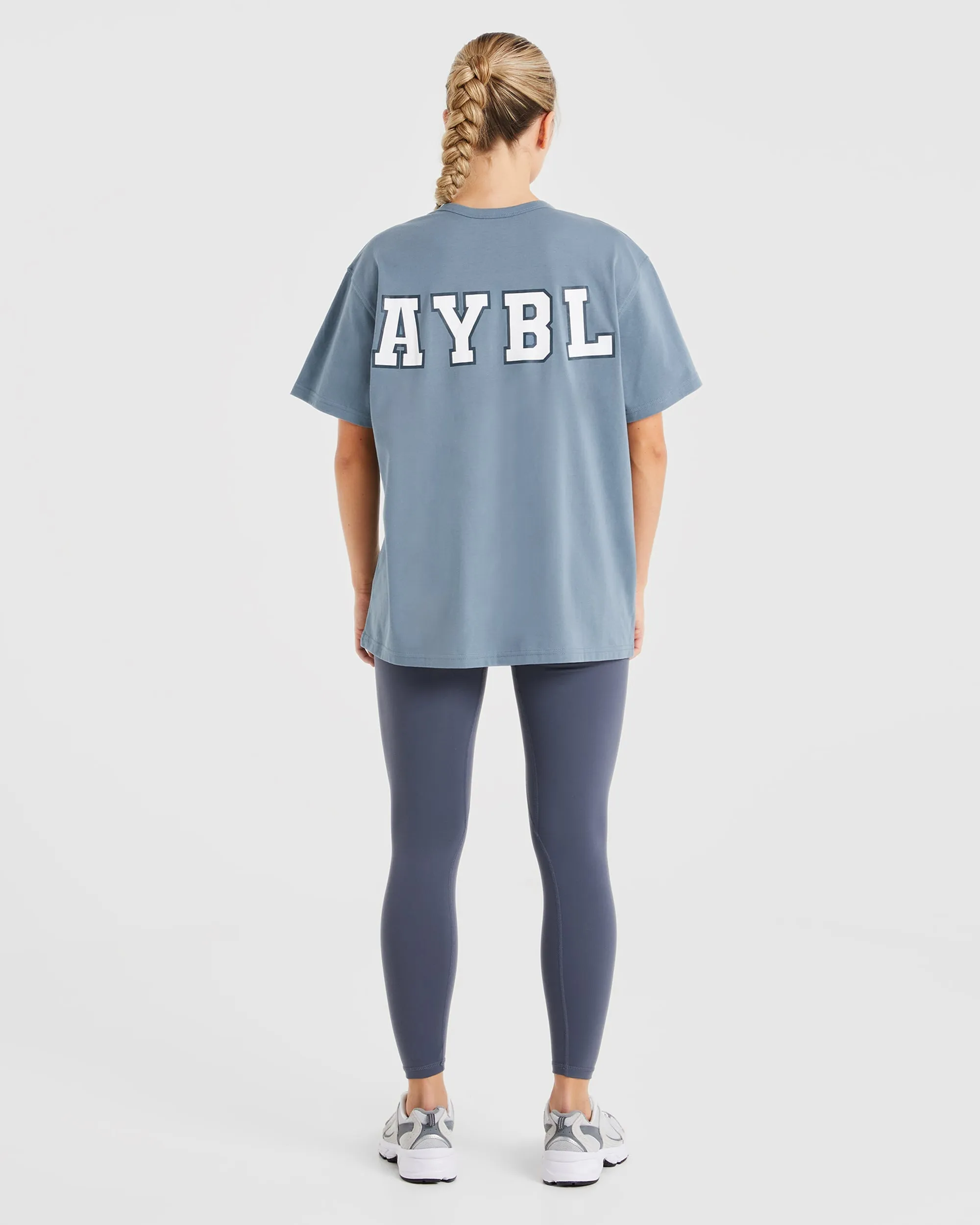 Varsity Statement Oversized T Shirt - Slate Blue
