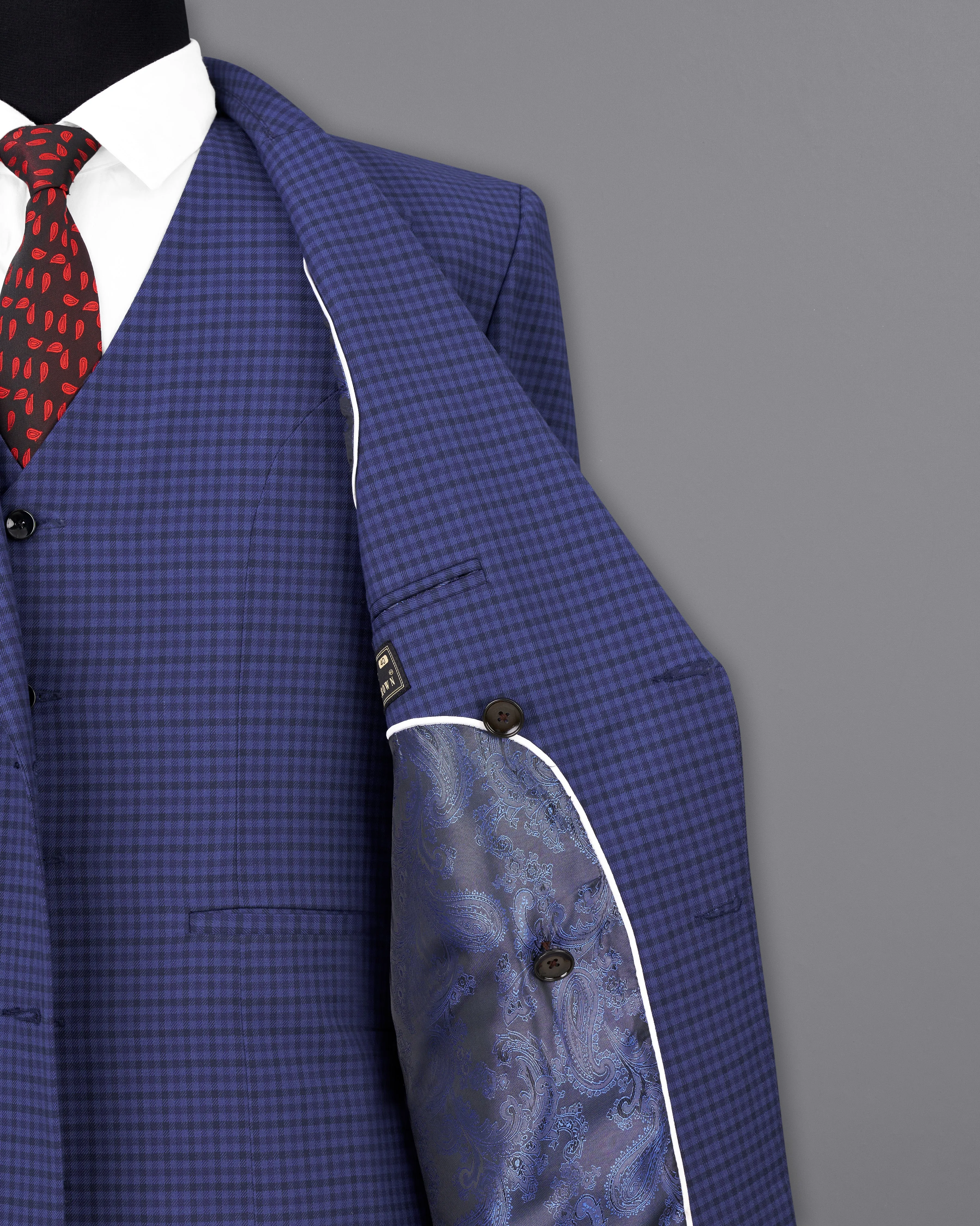Victoria Blue Gingham Checkered Double Breasted Blazer