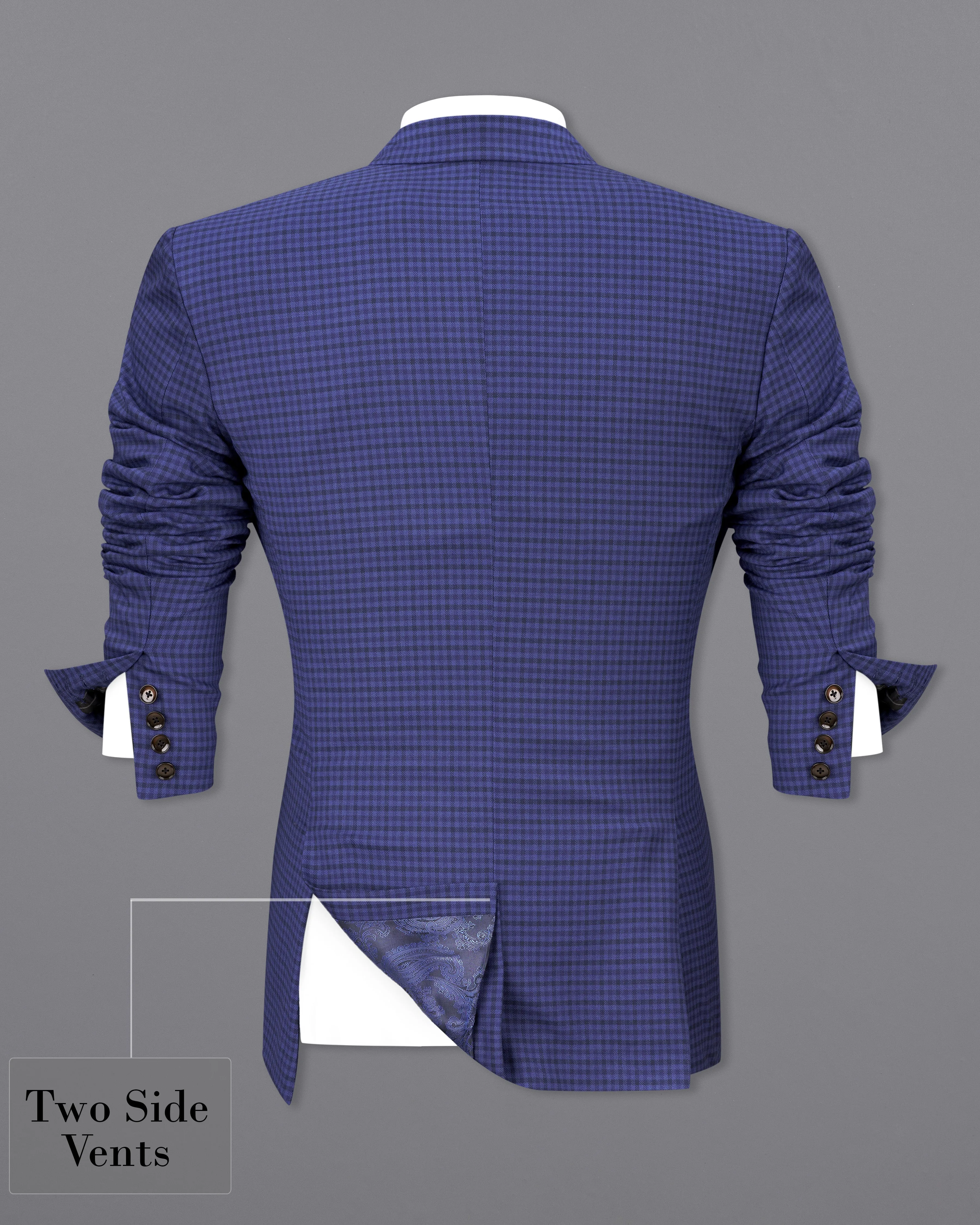 Victoria Blue Gingham Checkered Double Breasted Blazer