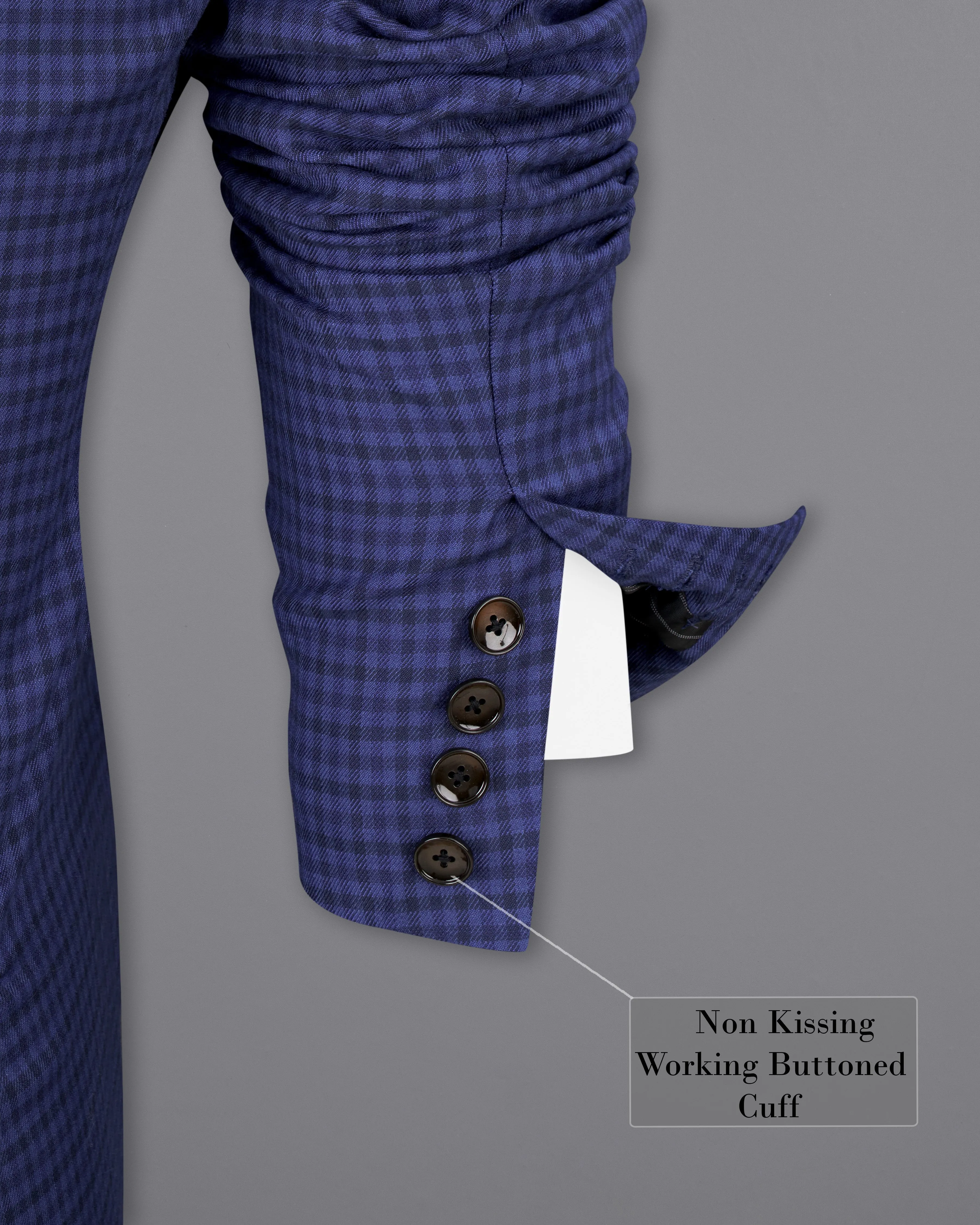 Victoria Blue Gingham Checkered Single Breasted Blazer