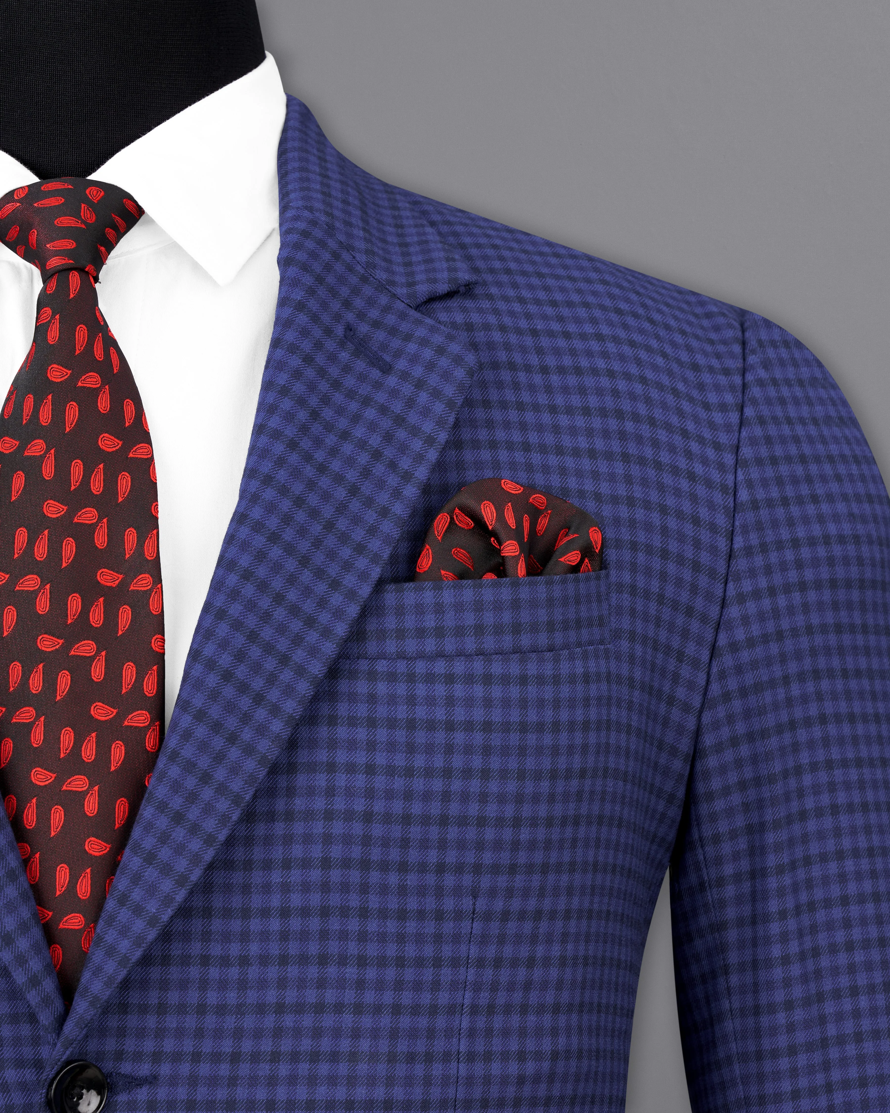 Victoria Blue Gingham Checkered Single Breasted Blazer