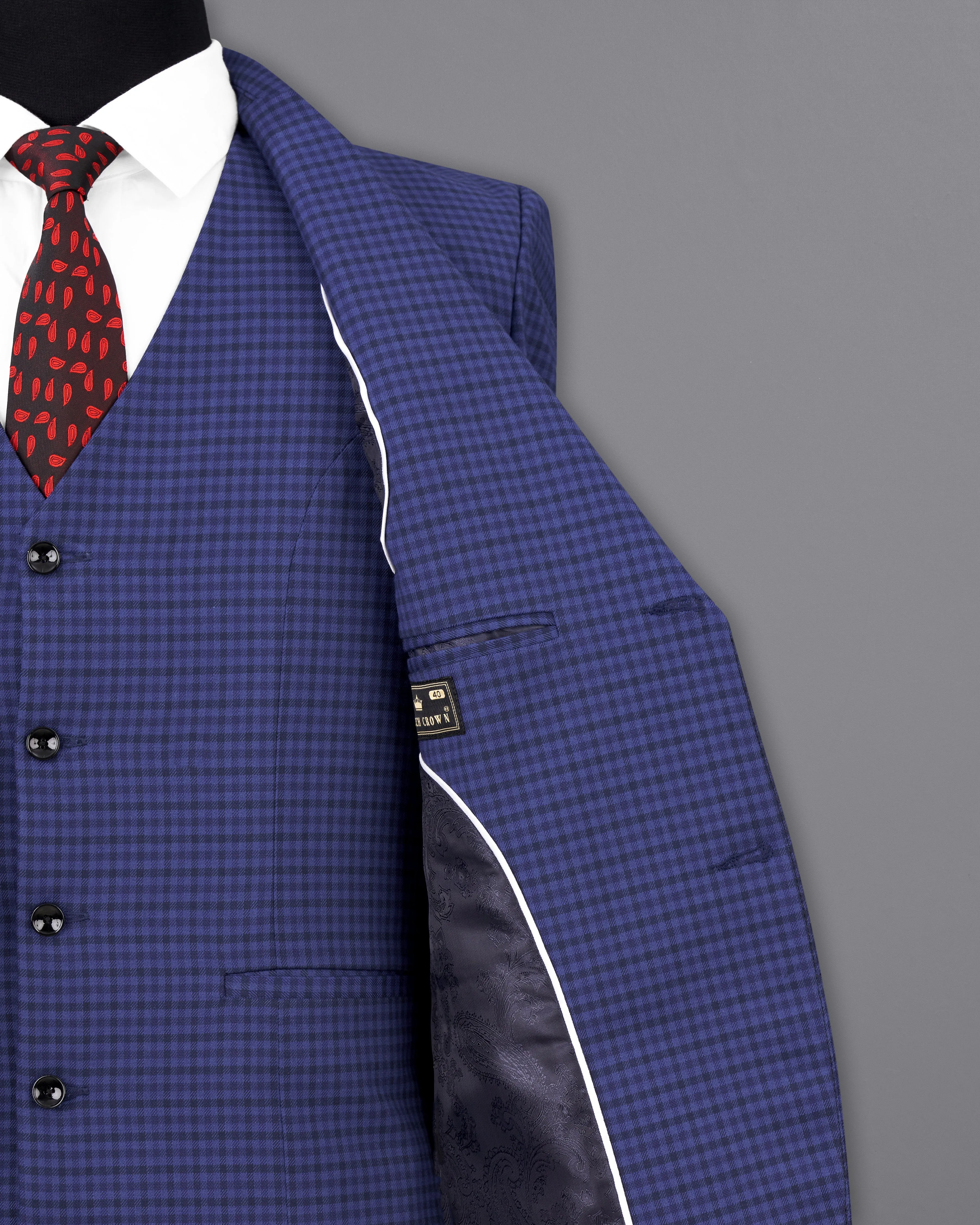 Victoria Blue Gingham Checkered Single Breasted Blazer