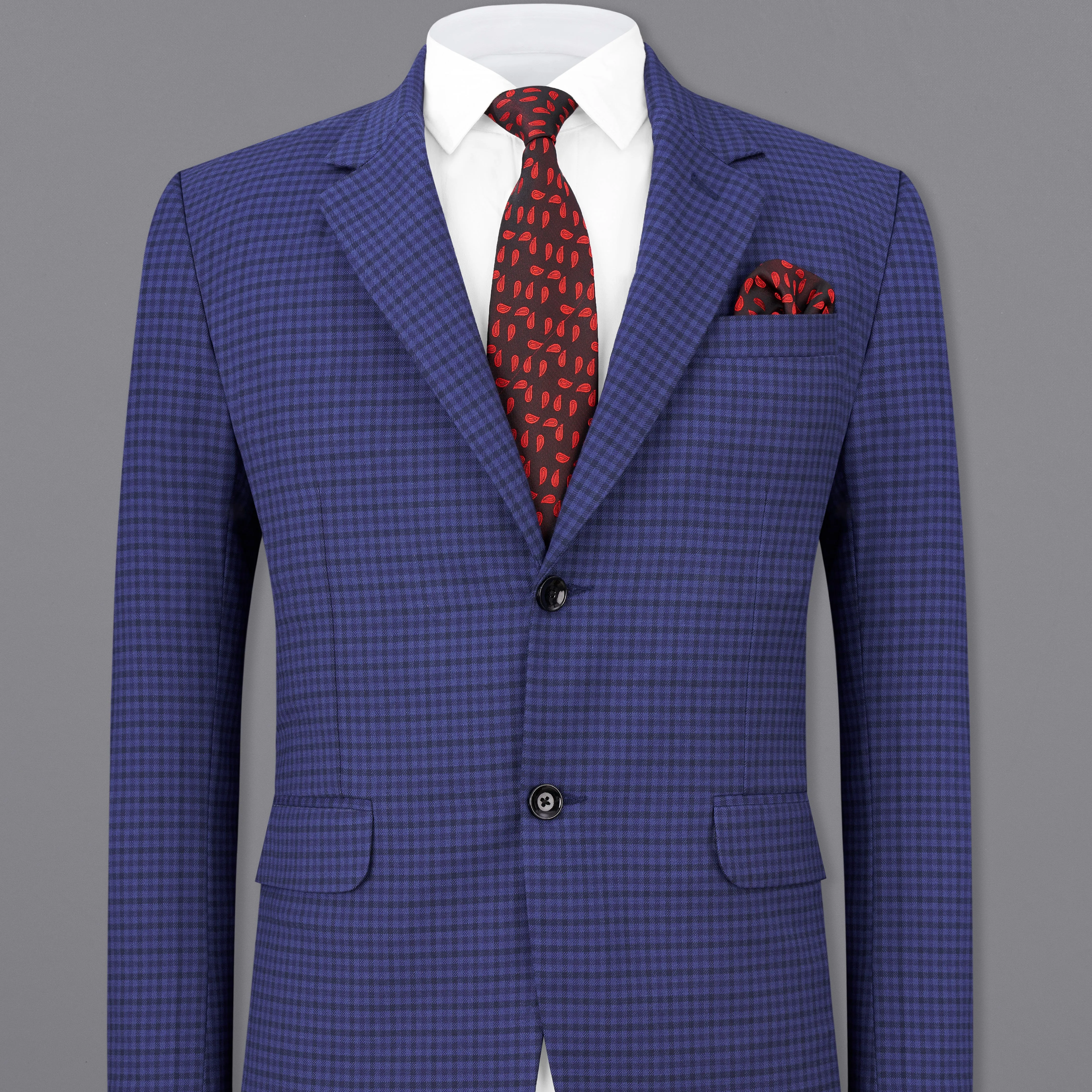Victoria Blue Gingham Checkered Single Breasted Blazer