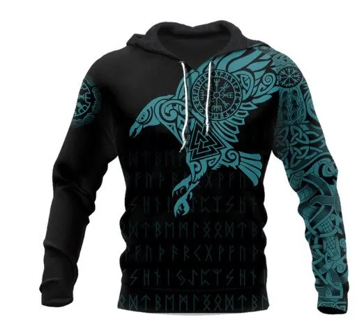 Viking The Raven of Tattoo 3D Printed Men Hoodies Retro Harajuku Fashion Hooded Sweatshirt Autumn Hoody Casual streetwear hoodie