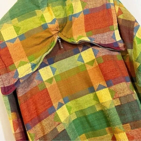 Vintage Angelique Patchwork Style Unique Plaid Western Cotton Chore Zip Jacket