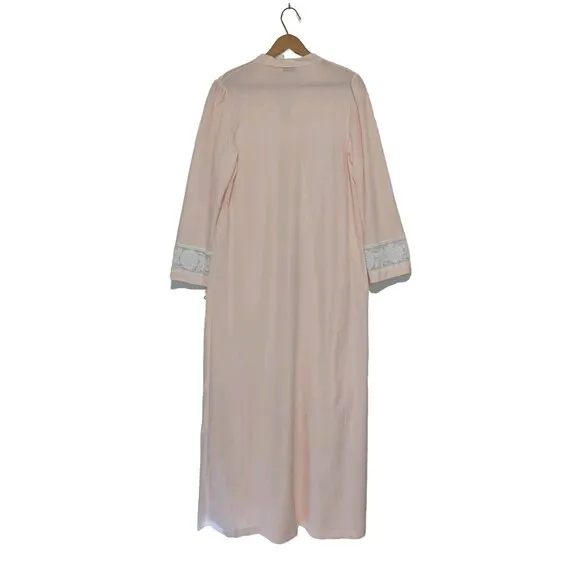 Vintage Nos M GILEAD Soft PINK Brushed Long Nightgown Lace S