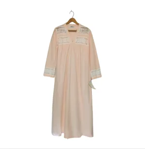 Vintage Nos M GILEAD Soft PINK Brushed Long Nightgown Lace S