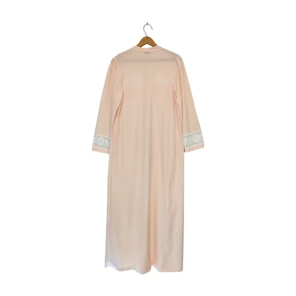 Vintage Nos M GILEAD Soft PINK Brushed Long Nightgown Lace S
