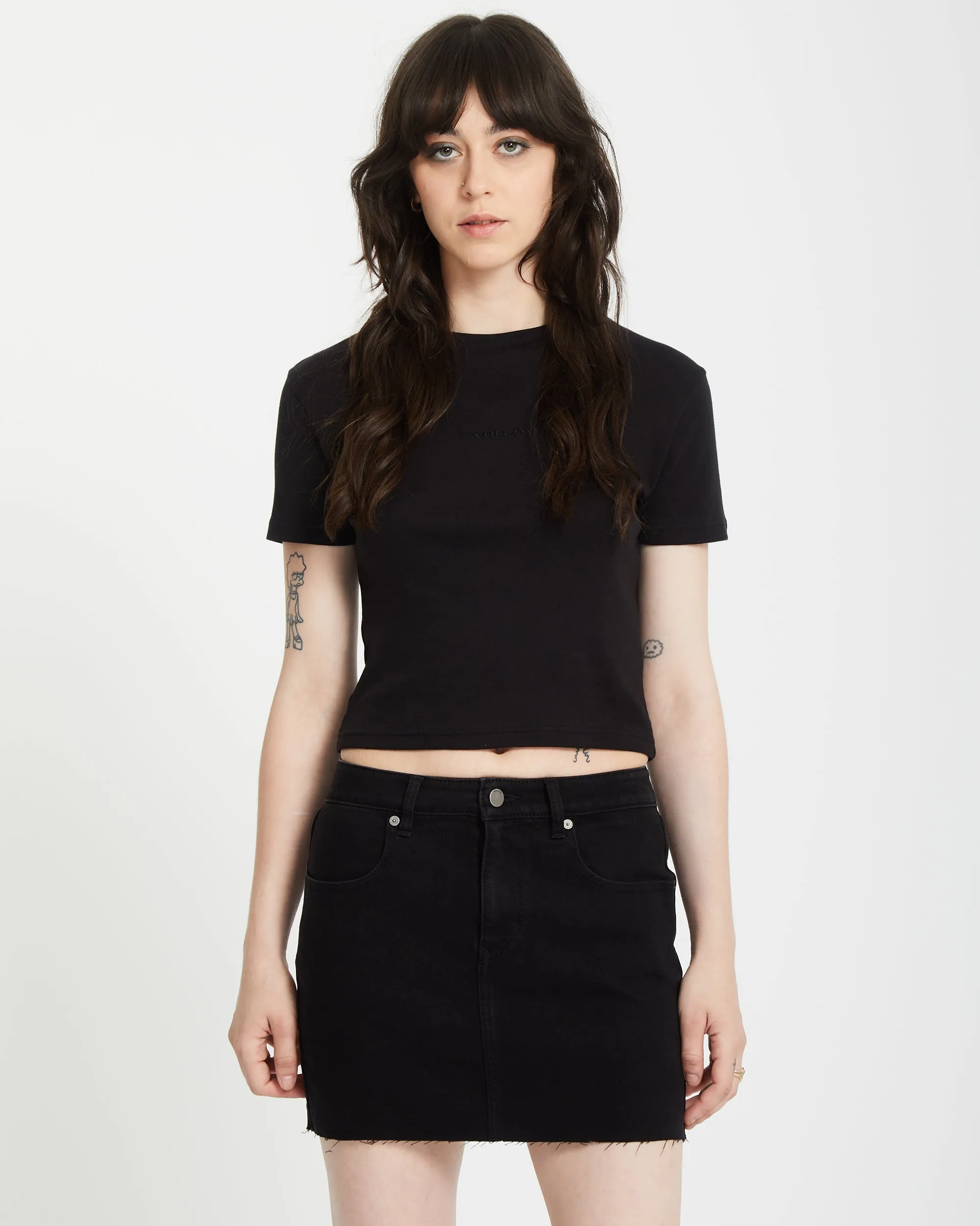 Volcomstone Tight Crop T-shirt - BLACK