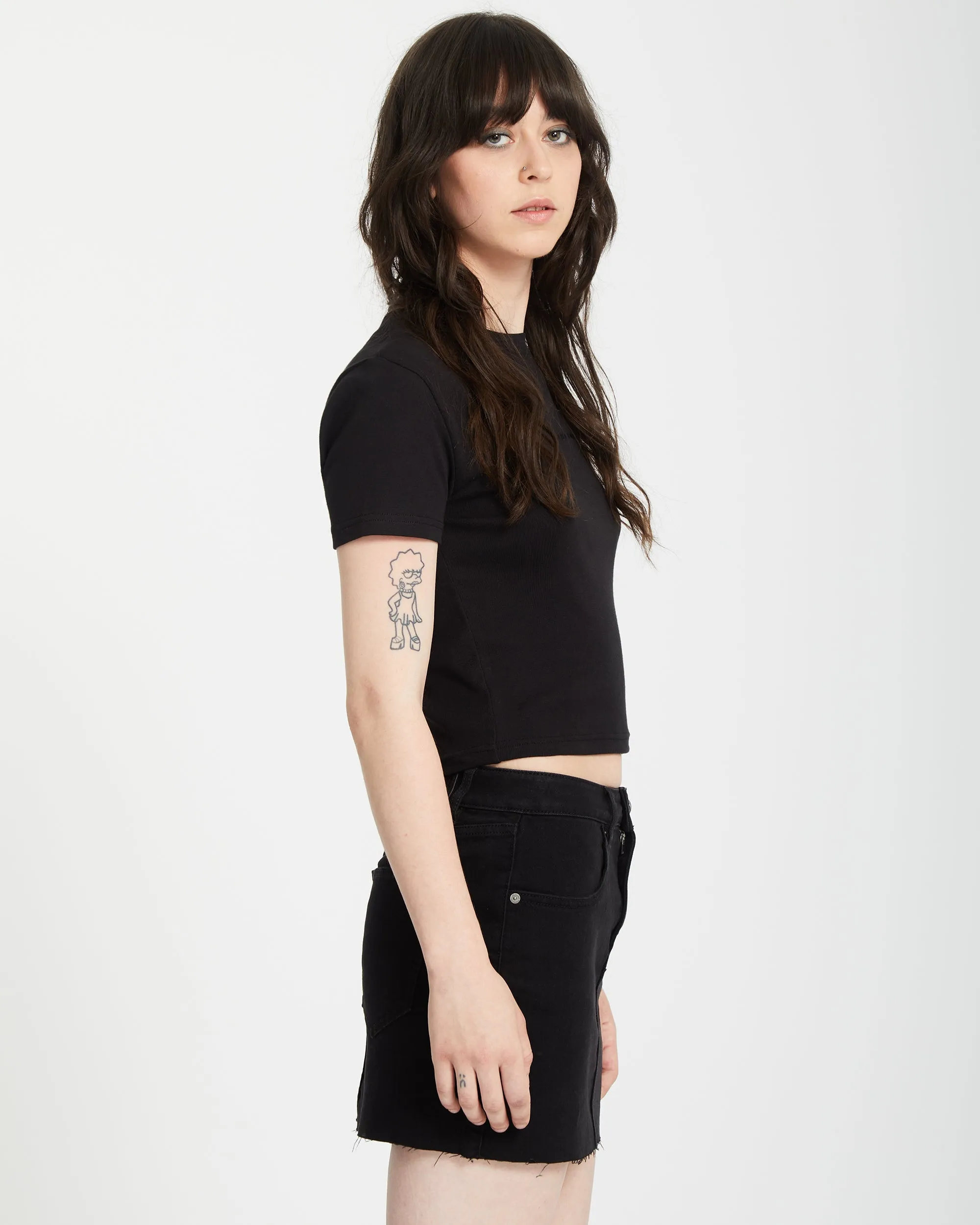 Volcomstone Tight Crop T-shirt - BLACK
