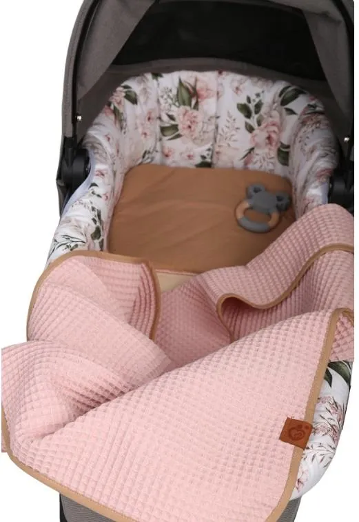 Waffle Blanket for Baby 100% Reversible Cotton 100x78cm Pink Retro
