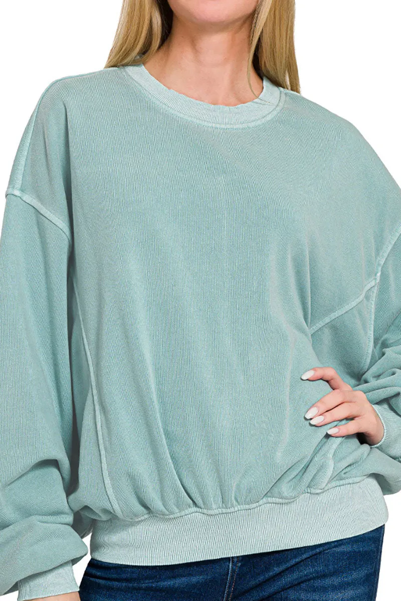 Winter Escape Blue Gray Fleece Pullover