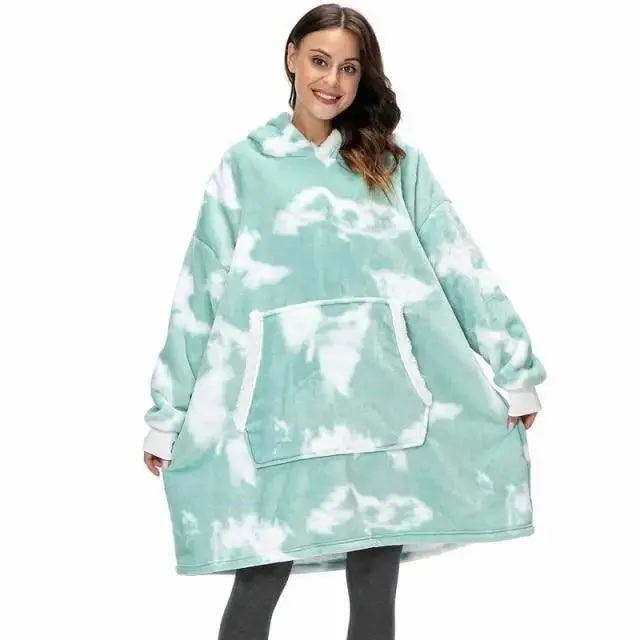 Winter Oversized Wearable Blanket Women Hoodies Sweatshirt TV Blanket With Sleeves Pullover Warm Soft Unisex Hoody Comfortable Sweatshirts For Autumn