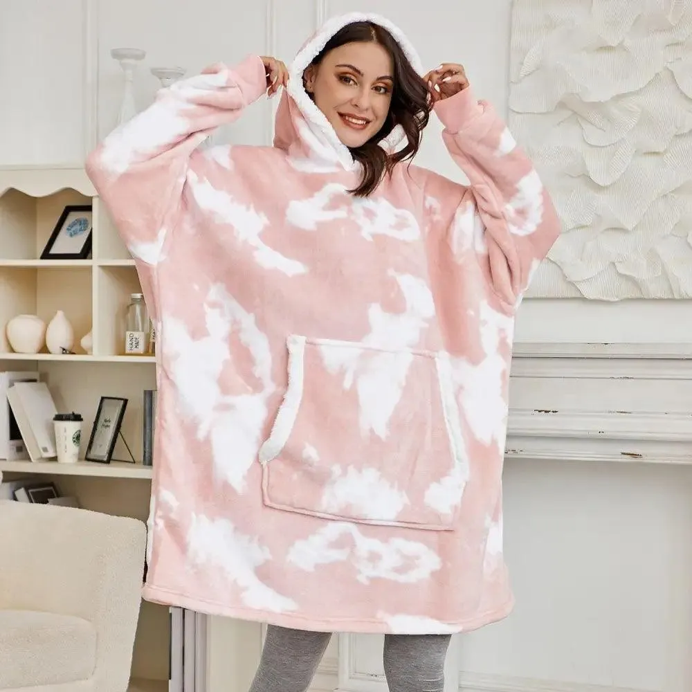Winter Oversized Wearable Blanket Women Hoodies Sweatshirt TV Blanket With Sleeves Pullover Warm Soft Unisex Hoody Comfortable Sweatshirts For Autumn