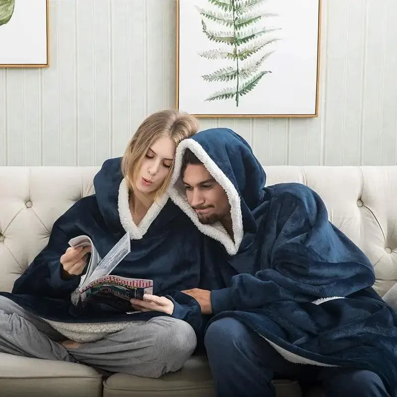 Winter Oversized Wearable Blanket Women Hoodies Sweatshirt TV Blanket With Sleeves Pullover Warm Soft Unisex Hoody Comfortable Sweatshirts For Autumn