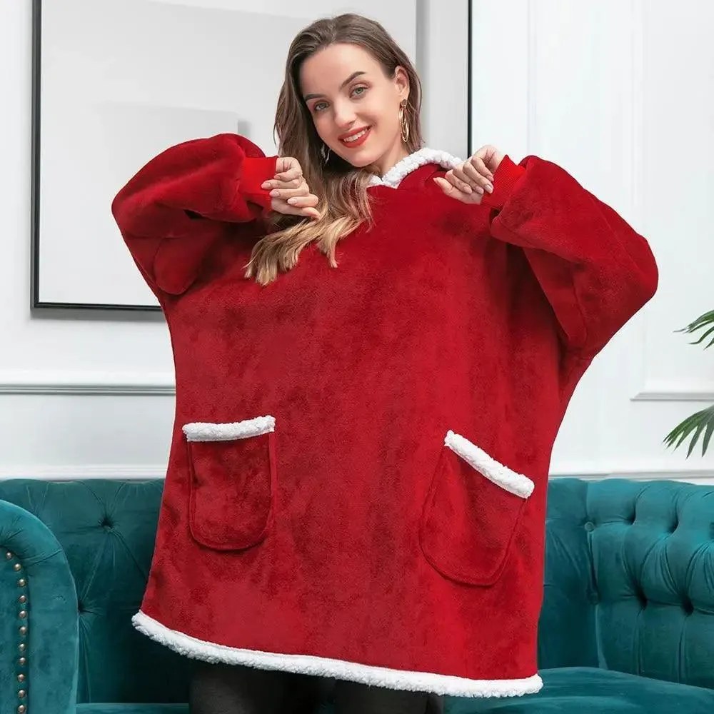 Winter Oversized Wearable Blanket Women Hoodies Sweatshirt TV Blanket With Sleeves Pullover Warm Soft Unisex Hoody Comfortable Sweatshirts For Autumn