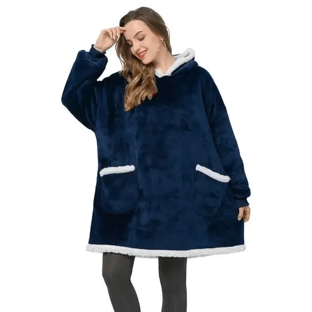 Winter Oversized Wearable Blanket Women Hoodies Sweatshirt TV Blanket With Sleeves Pullover Warm Soft Unisex Hoody Comfortable Sweatshirts For Autumn