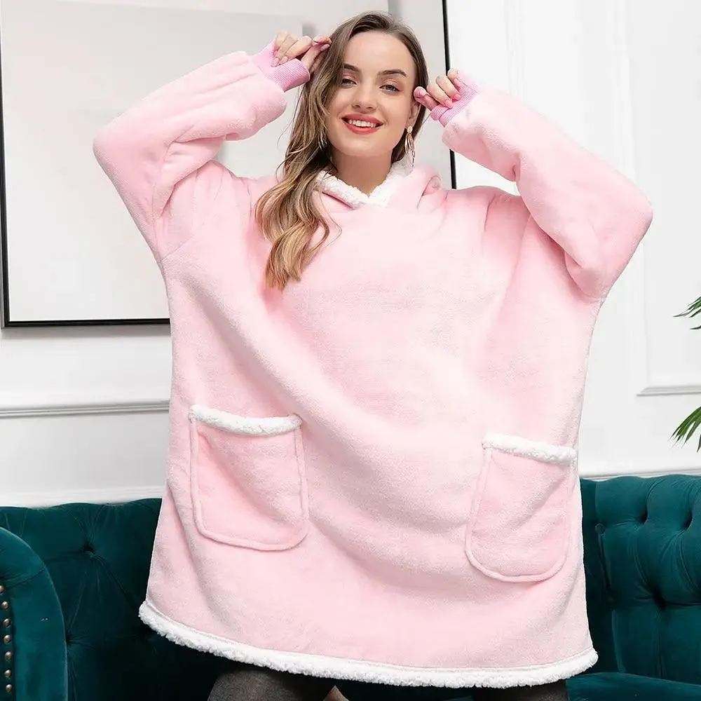 Winter Oversized Wearable Blanket Women Hoodies Sweatshirt TV Blanket With Sleeves Pullover Warm Soft Unisex Hoody Comfortable Sweatshirts For Autumn