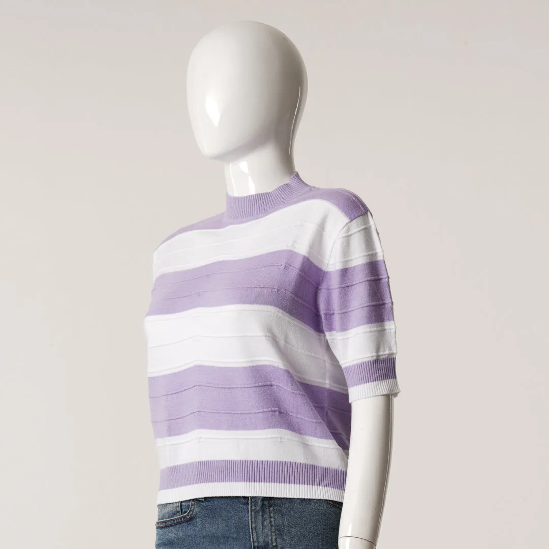 Women White & Lavender Pullover