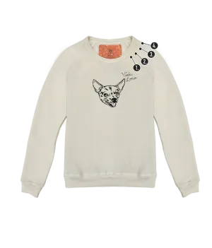 Women's Custom Pet Portrait Classic Crew Pullover with Mini Embroidery
