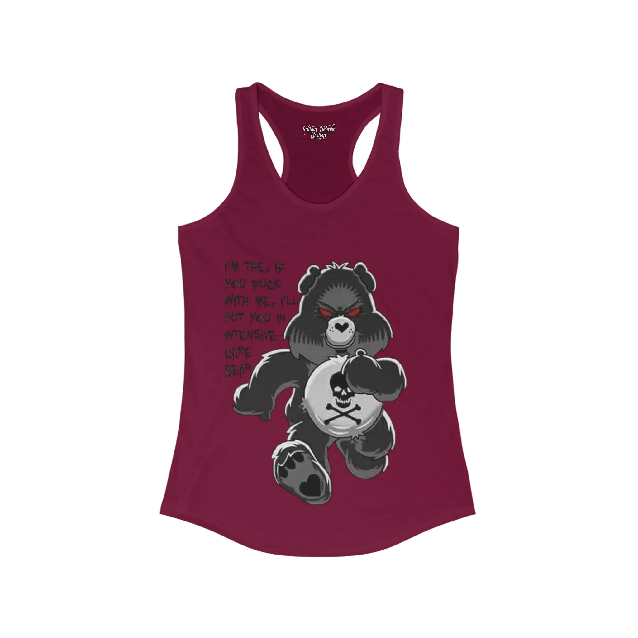 Women's Intensive Care Bear Typographical Art Ideal Racerback Tank