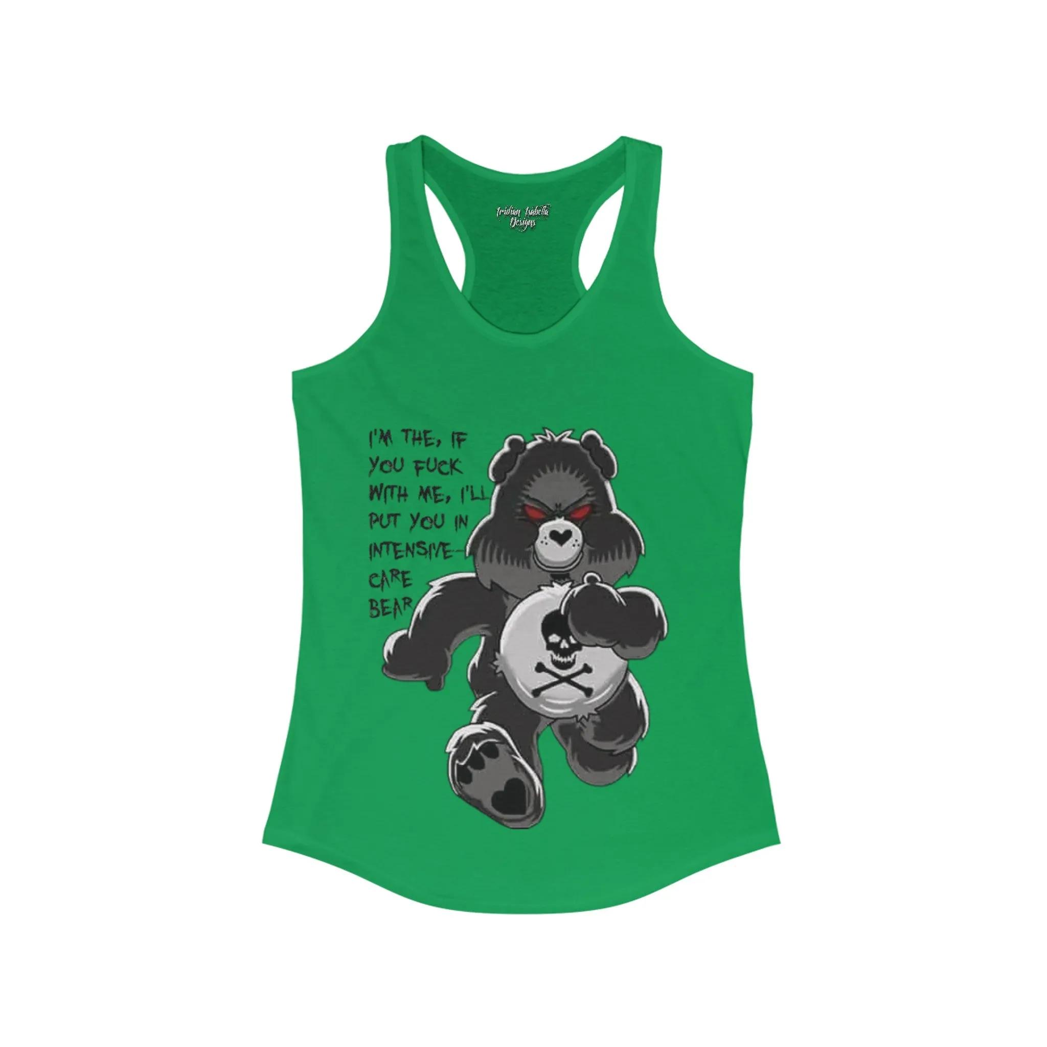 Women's Intensive Care Bear Typographical Art Ideal Racerback Tank