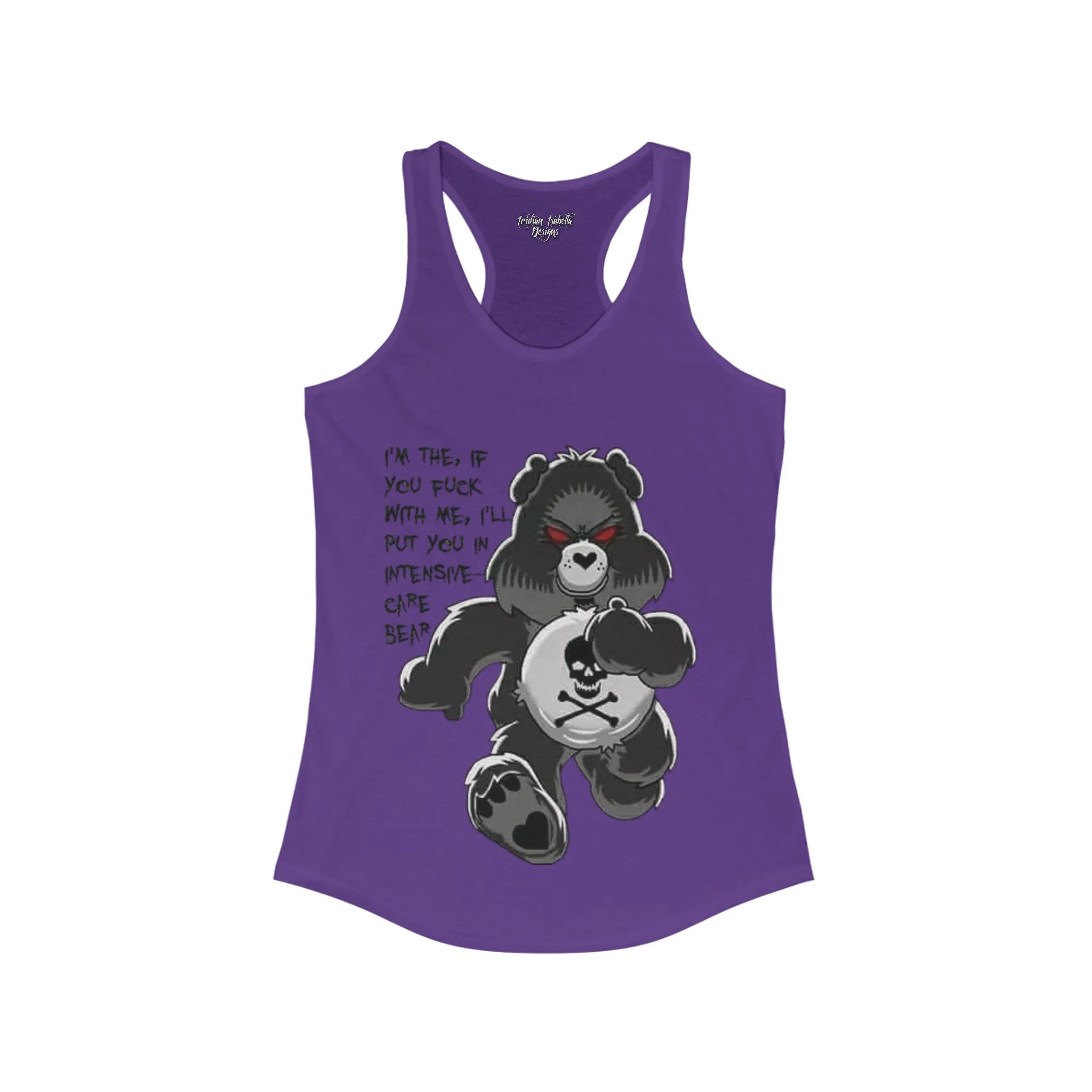 Women's Intensive Care Bear Typographical Art Ideal Racerback Tank