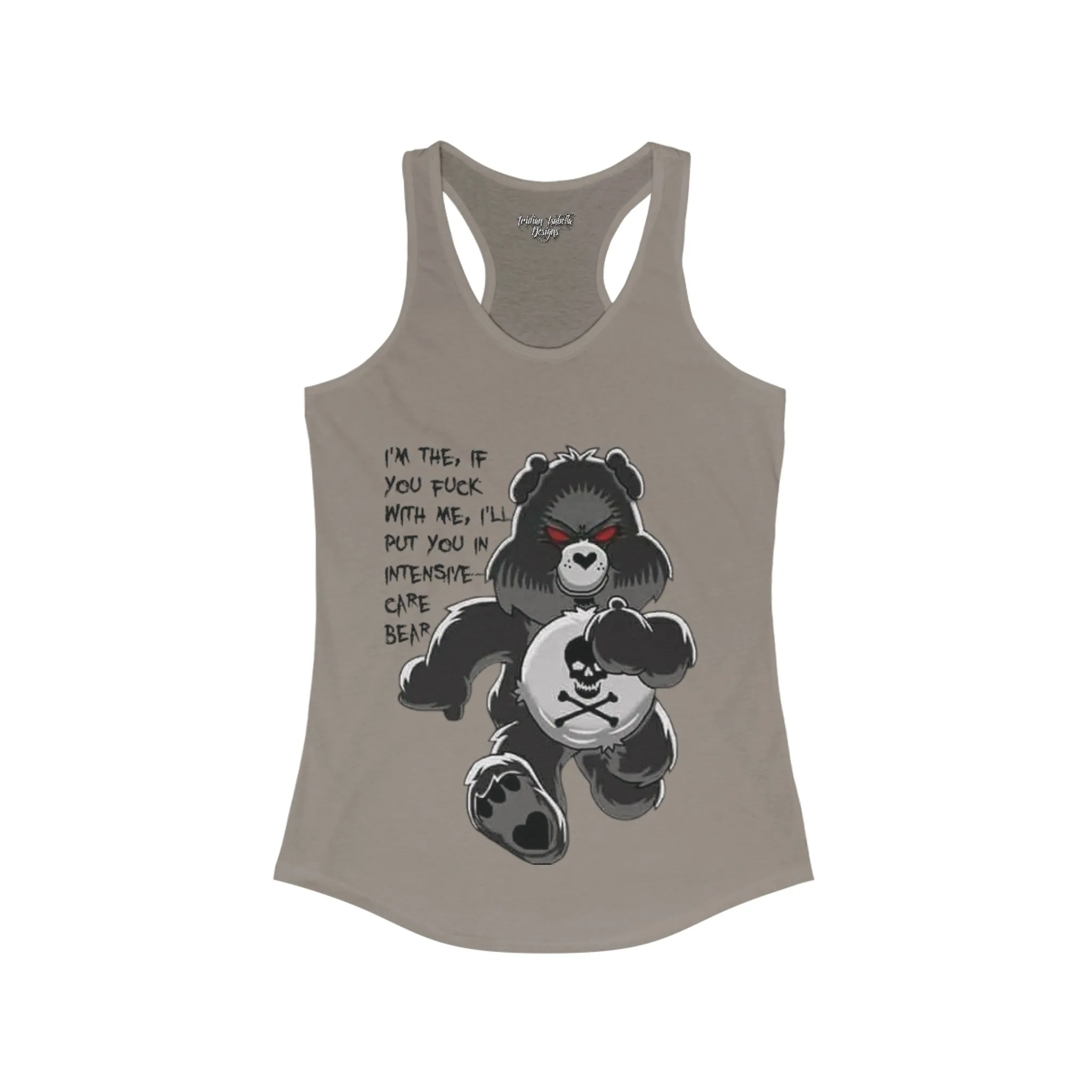 Women's Intensive Care Bear Typographical Art Ideal Racerback Tank