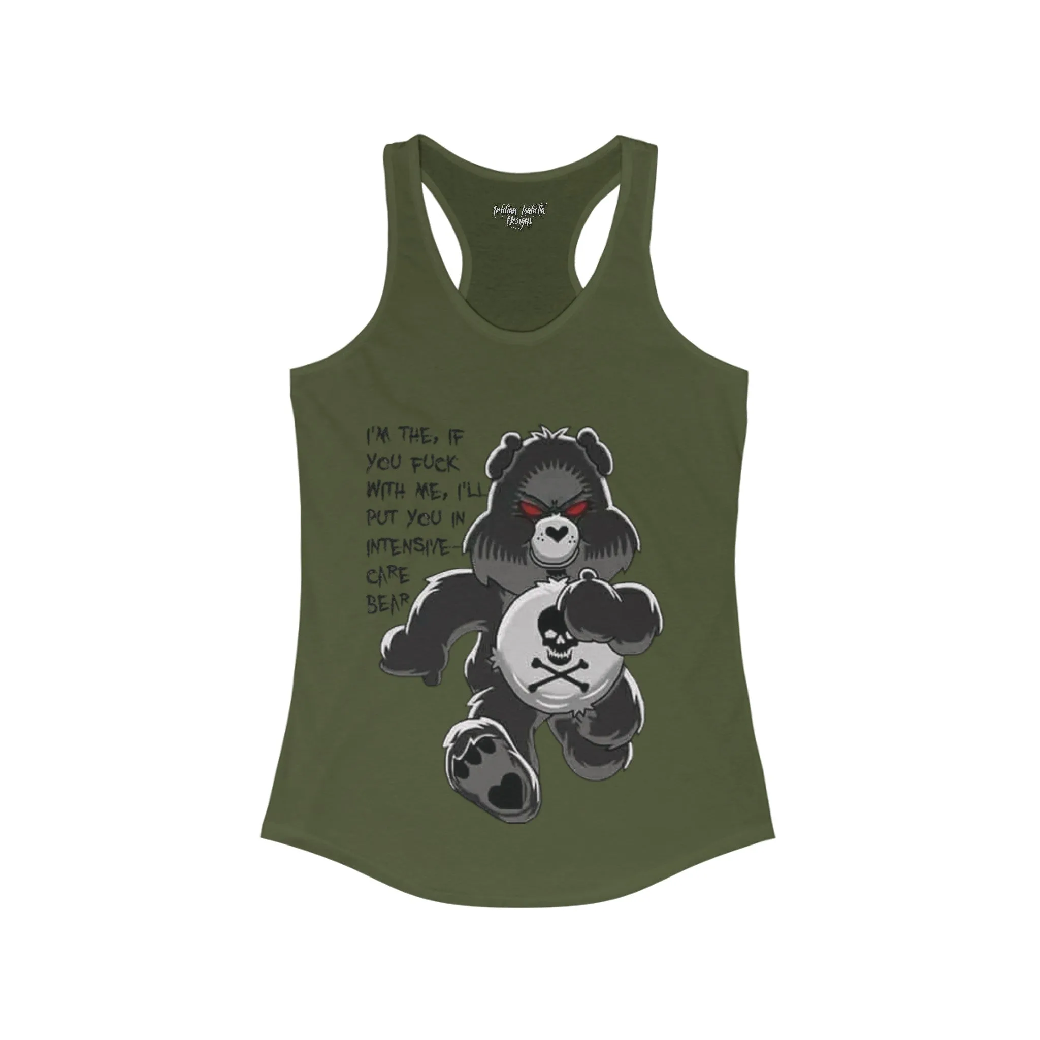 Women's Intensive Care Bear Typographical Art Ideal Racerback Tank