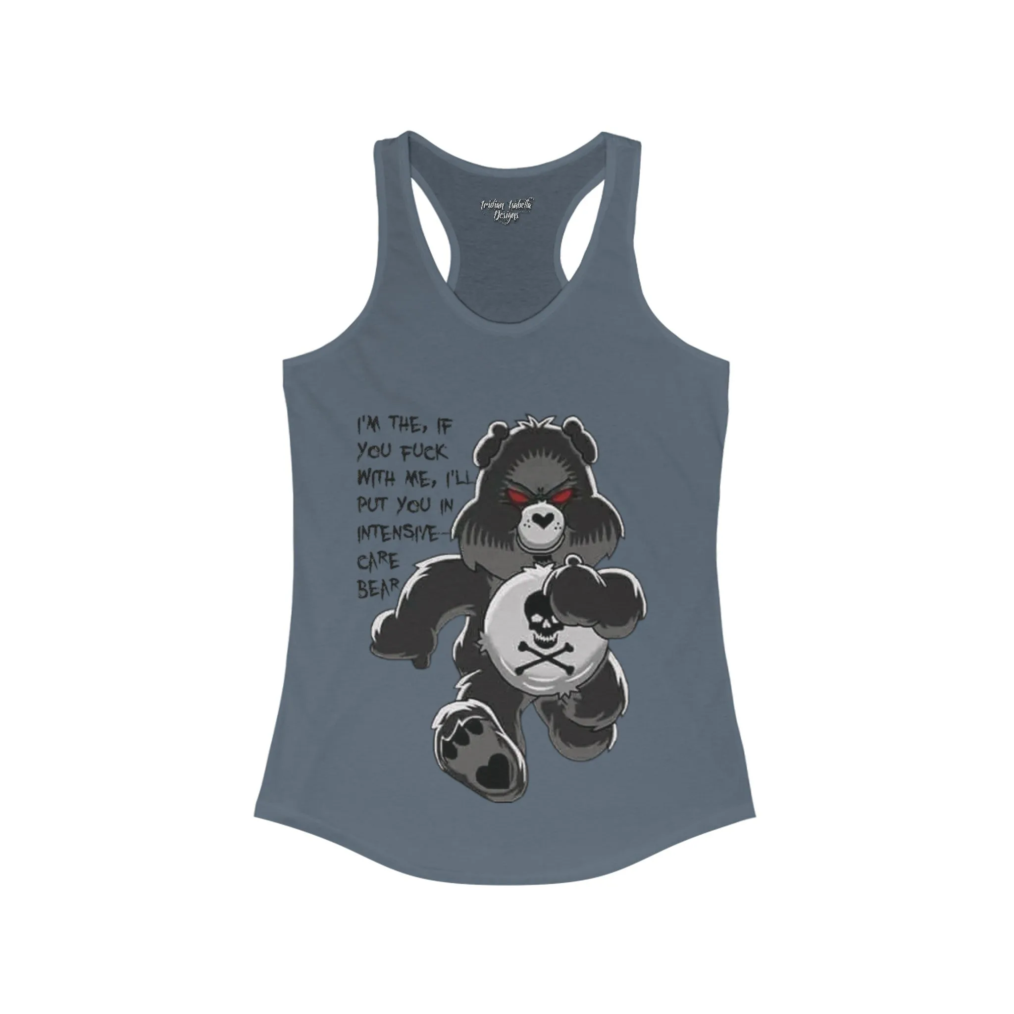 Women's Intensive Care Bear Typographical Art Ideal Racerback Tank