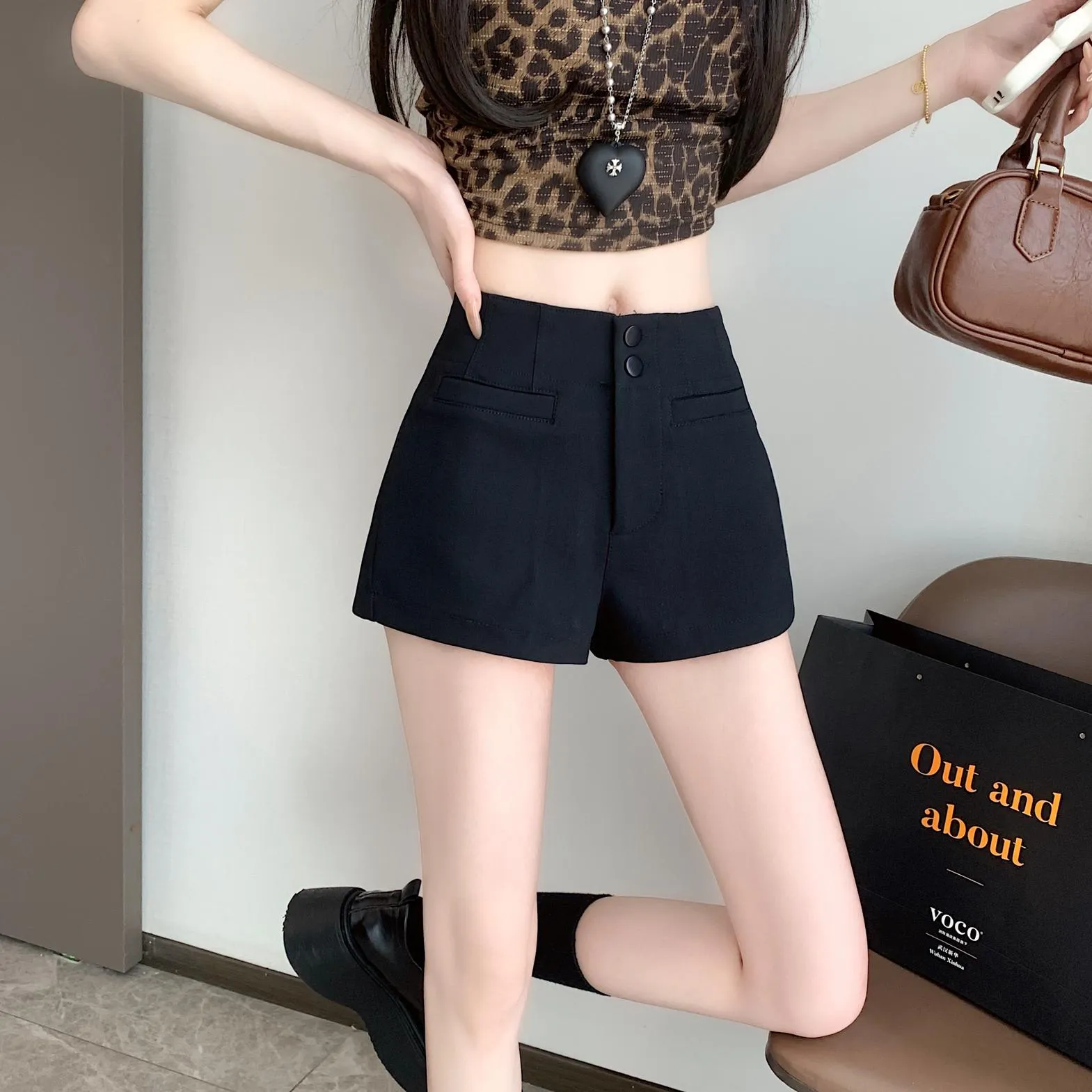 Women's Wide Leg Cargo Shorts in A-Line Design